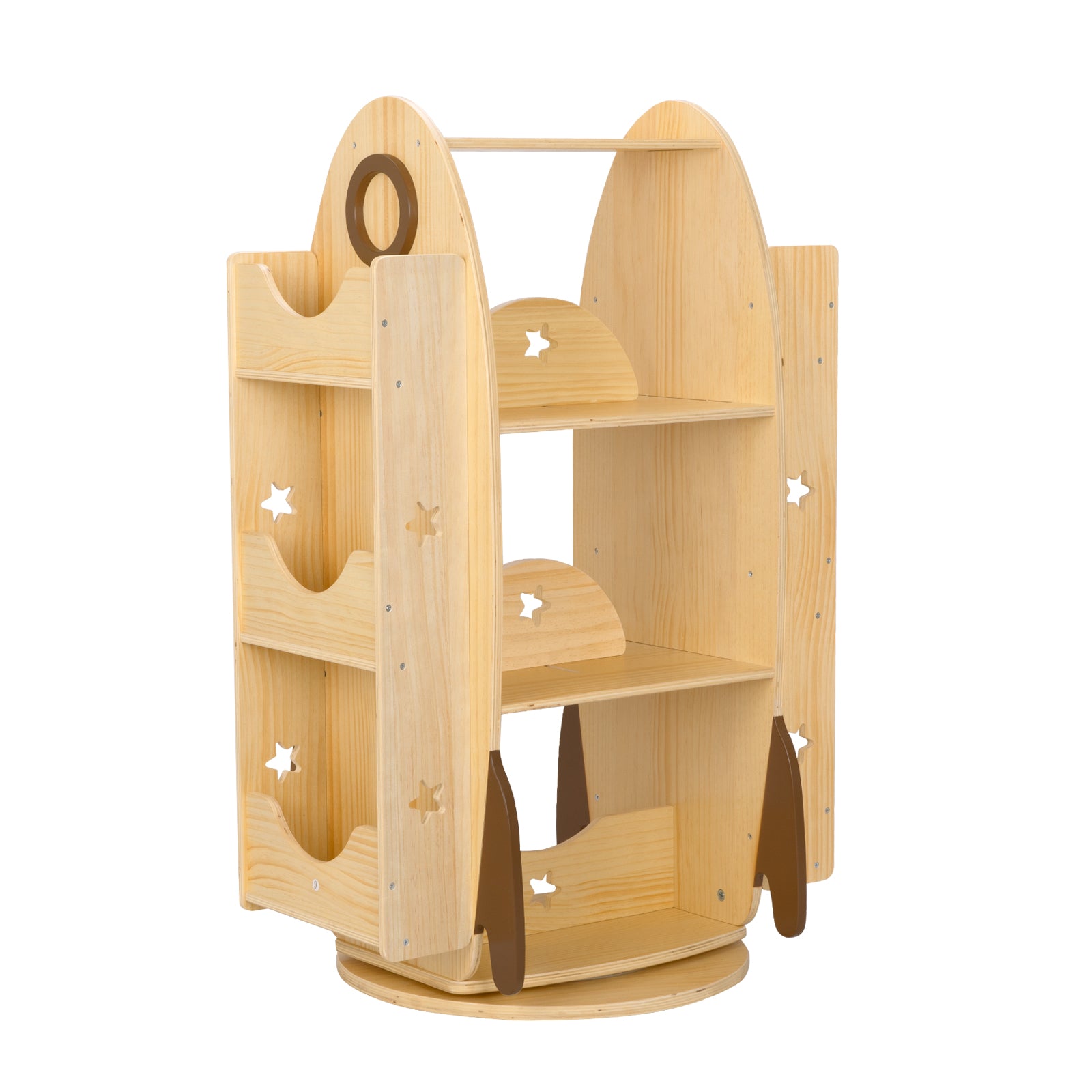 Rocket Rotating Bookshelf for Kids, 360 Display Spinning Bookshelf Tower