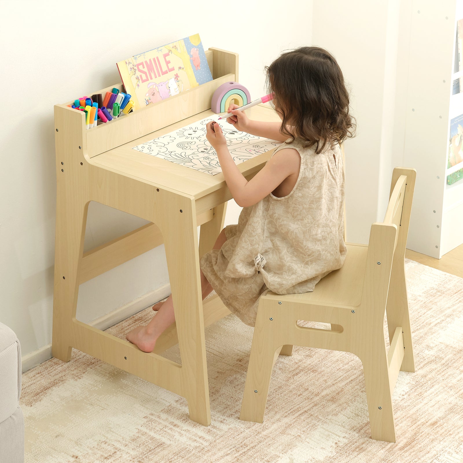 Kids Desk and Chair Set 5-8 Year Old, Toddler Desk and Chair Set