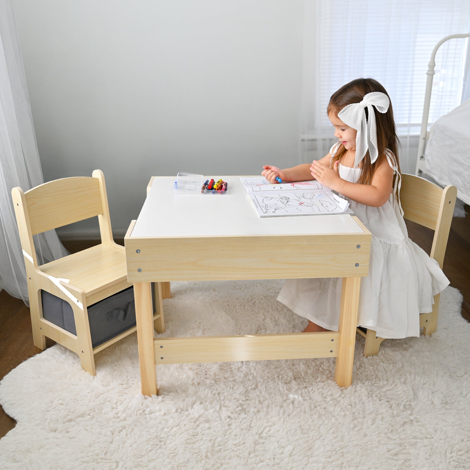 OOOK 3 in1 Toddler Table Chair Set,Montessori Toddler Kids Activity Desk