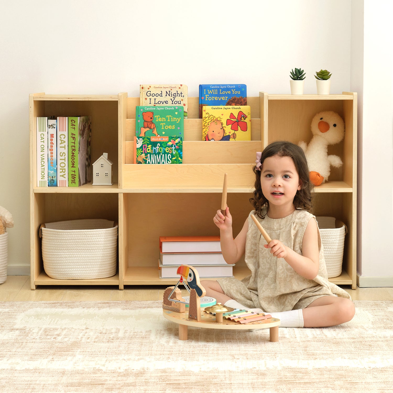 Montessori Bookshelf Toy Storage Organizer