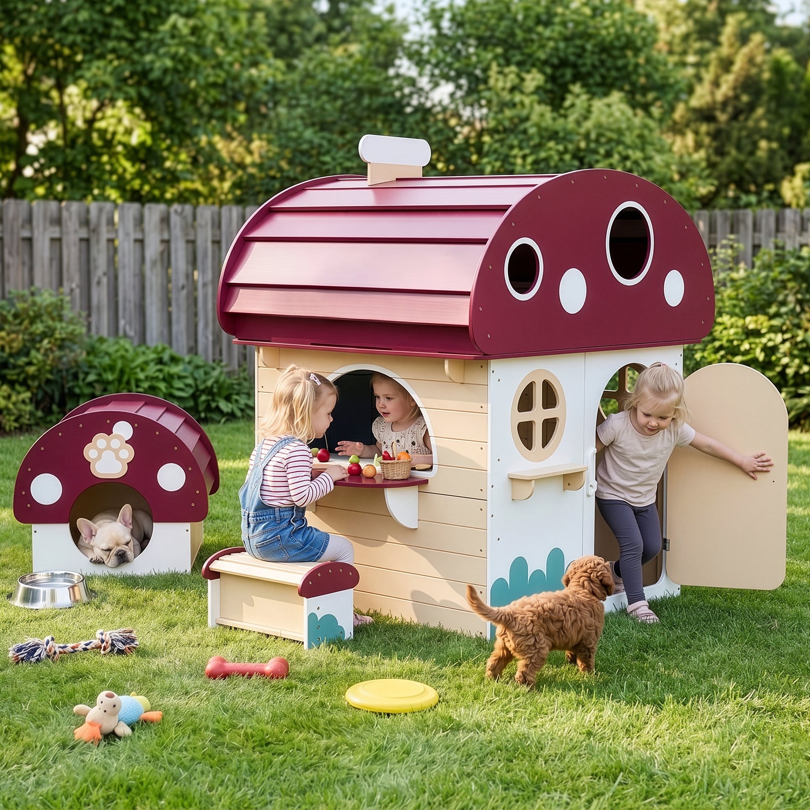 OOOK Outdoor Solid Wooden Playhouse with Chalkboard