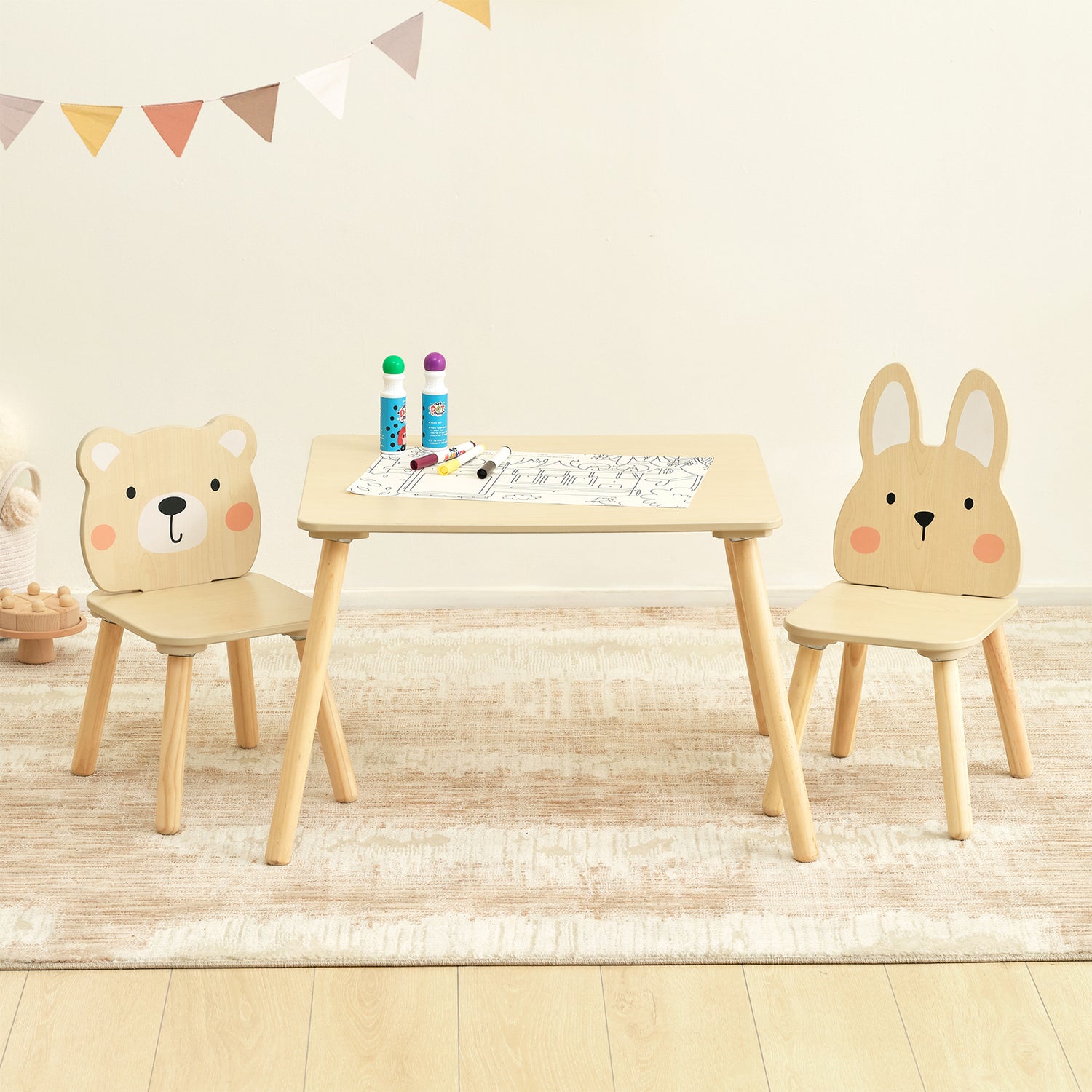 Wooden Kids Table and Chair Set