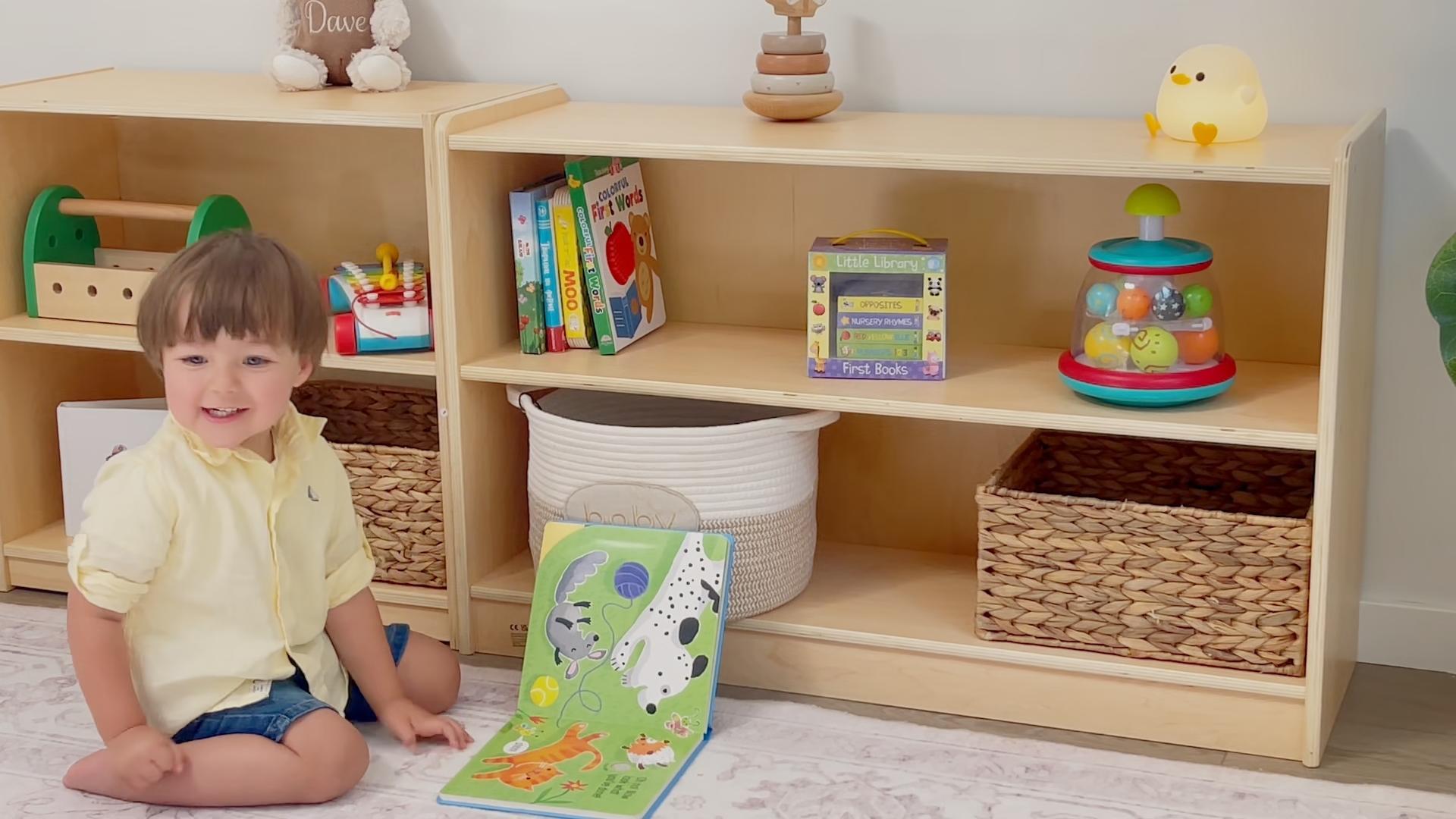 OOOK Plywood Montessori Shelf, Toy Organizers and Storage, 2-Tier Toddler Bookshelf