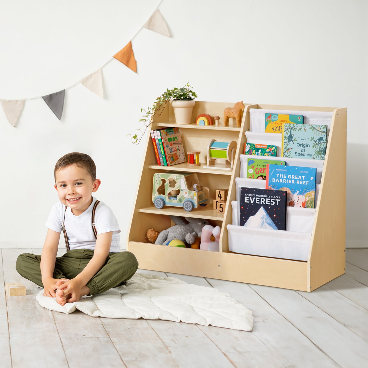 2 in 1 Montessori Bookshelf and Toy Organizer