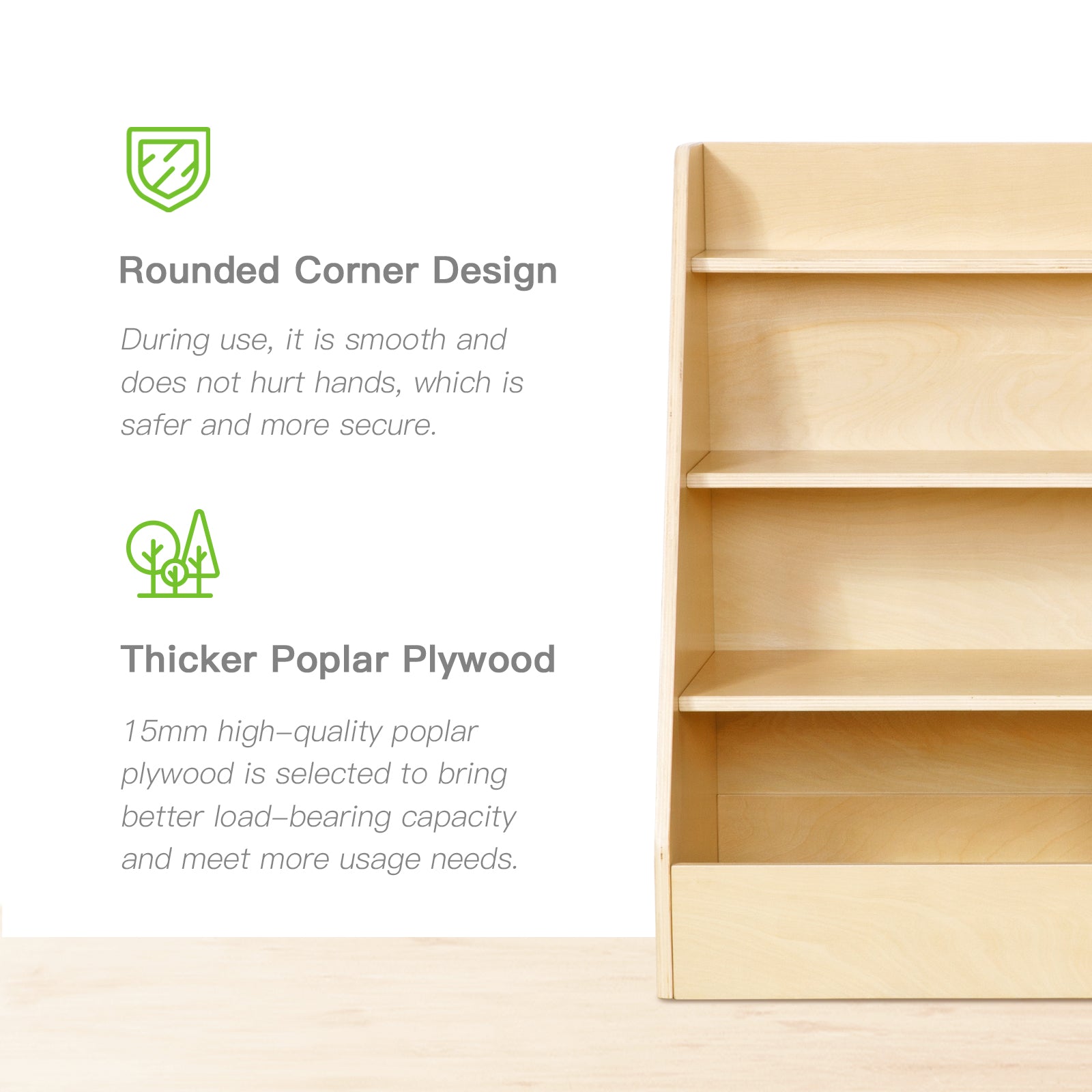 OOOK Montessori Bookshelf and Toy Organizer, Kids Bookshelf with Spacious Storage