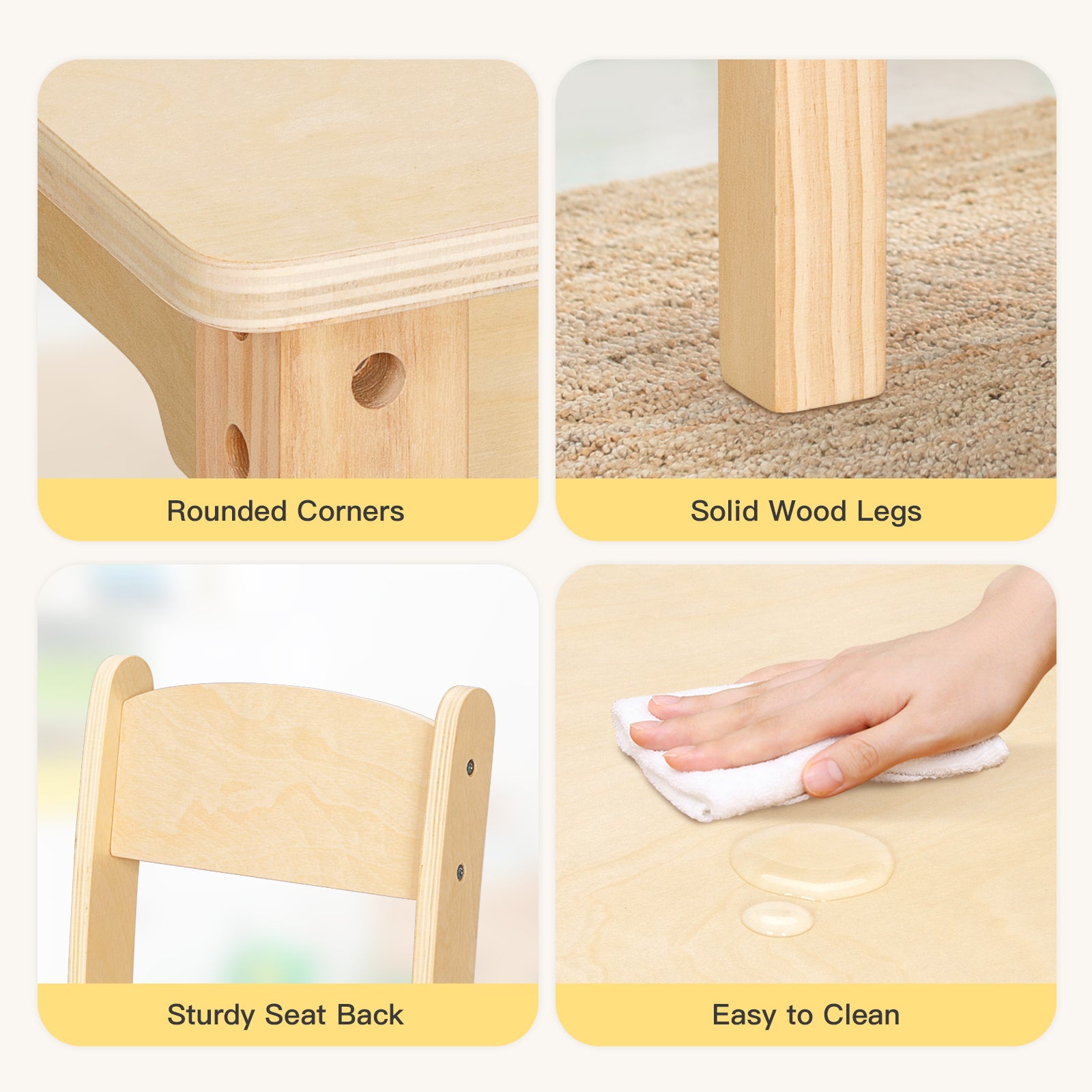 OOOK Wood Kids Art Table and 2 Chairs