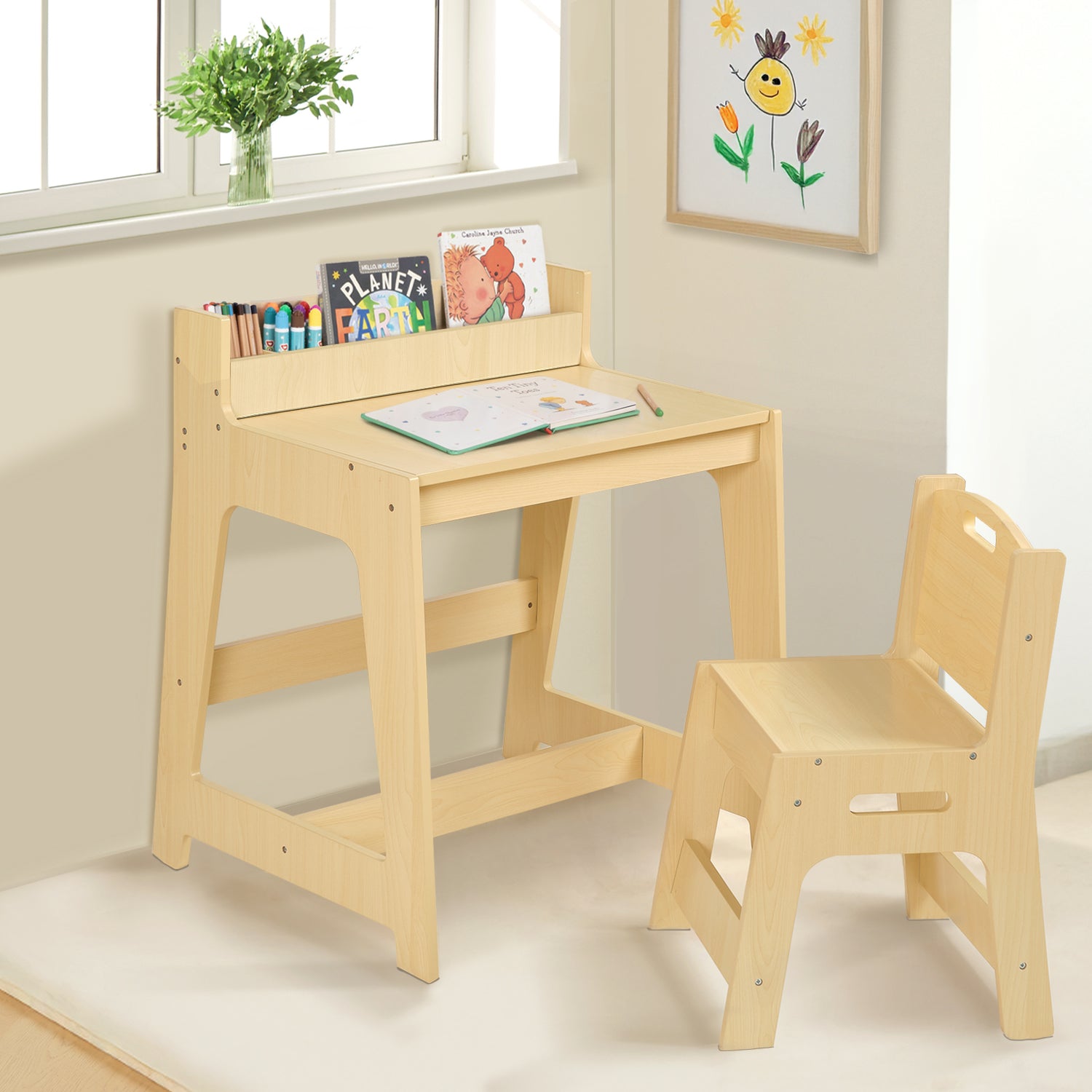Kids Desk and Chair Set 5-8 Year Old, Toddler Desk and Chair Set