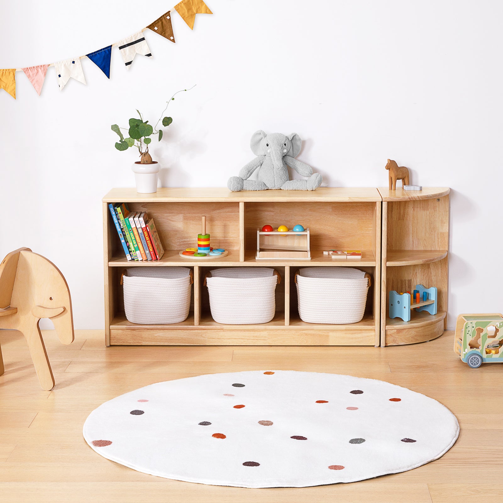 OOOK Rubber Wood 5-Compartment Montessori Shelf ( LARGE SIZE)