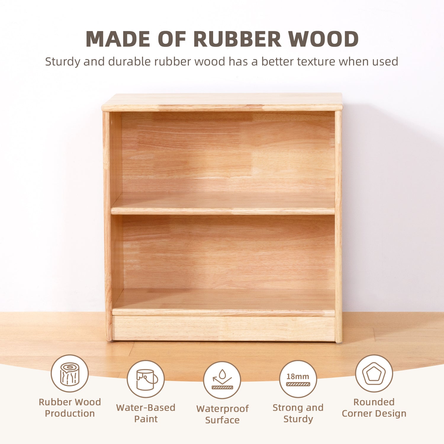 Rubber Wood Montessori Shelf and Toy Storage