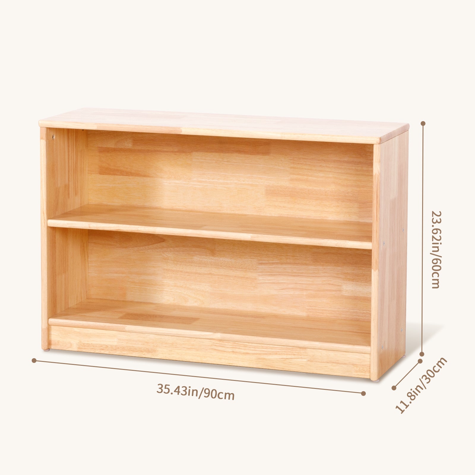 OOOK Rubber Wood 2-Compartment Montessori Shelf