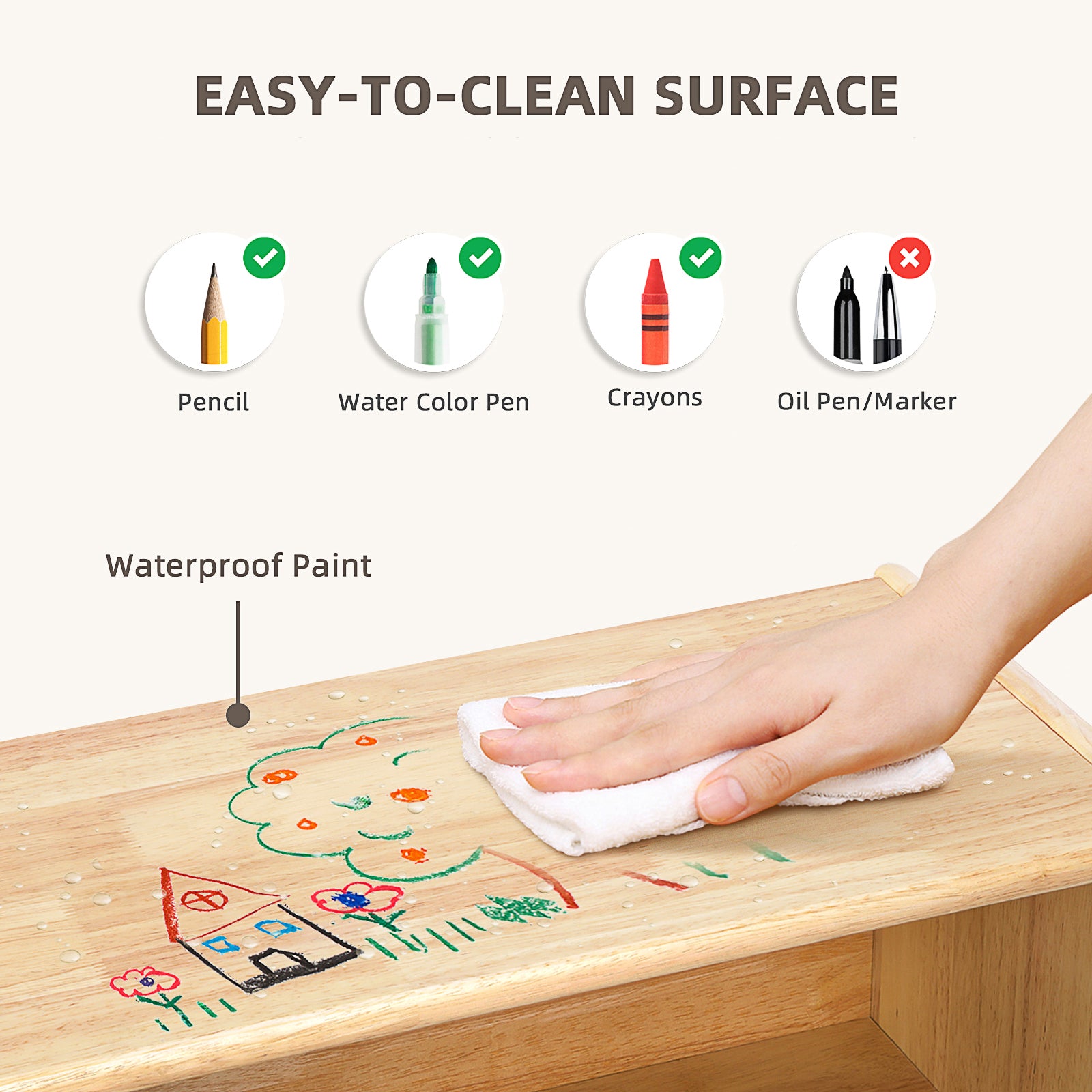 OOOK Rubber Wood 2-Compartment Montessori Shelf
