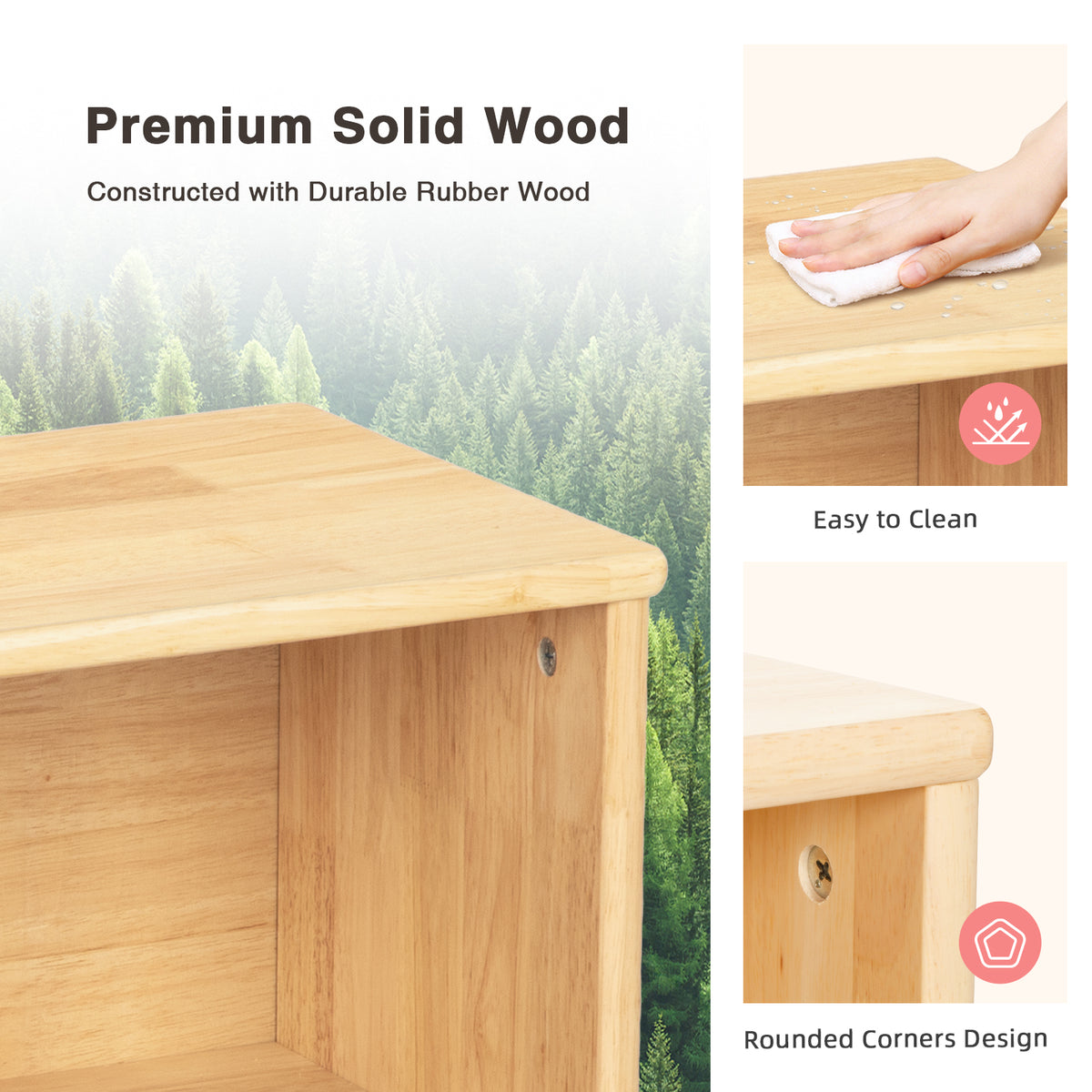 OOOK Rubber Wood 2-Tier Montessori Shelf and Toy Storage (Large)