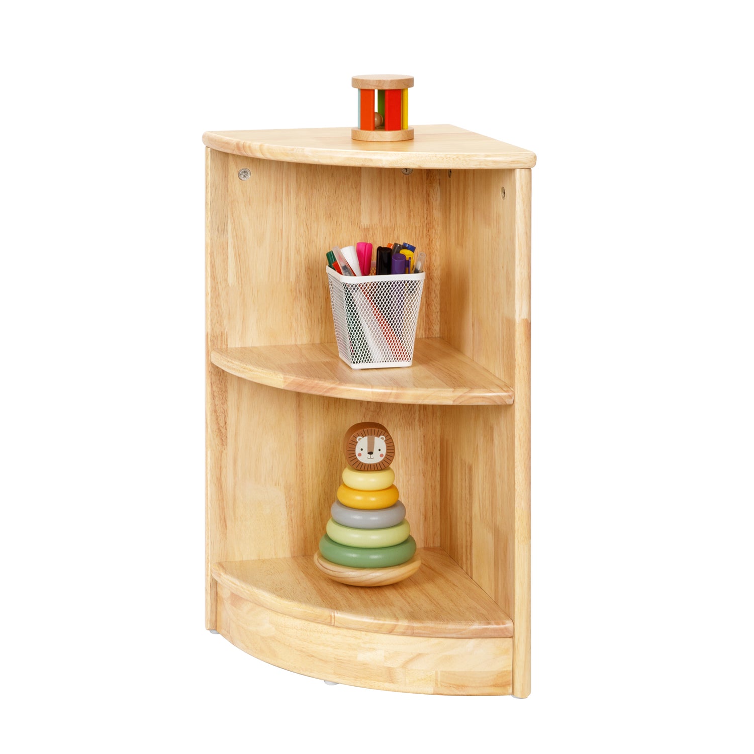 Rubber Wood 2-Tier Corner Cabinet