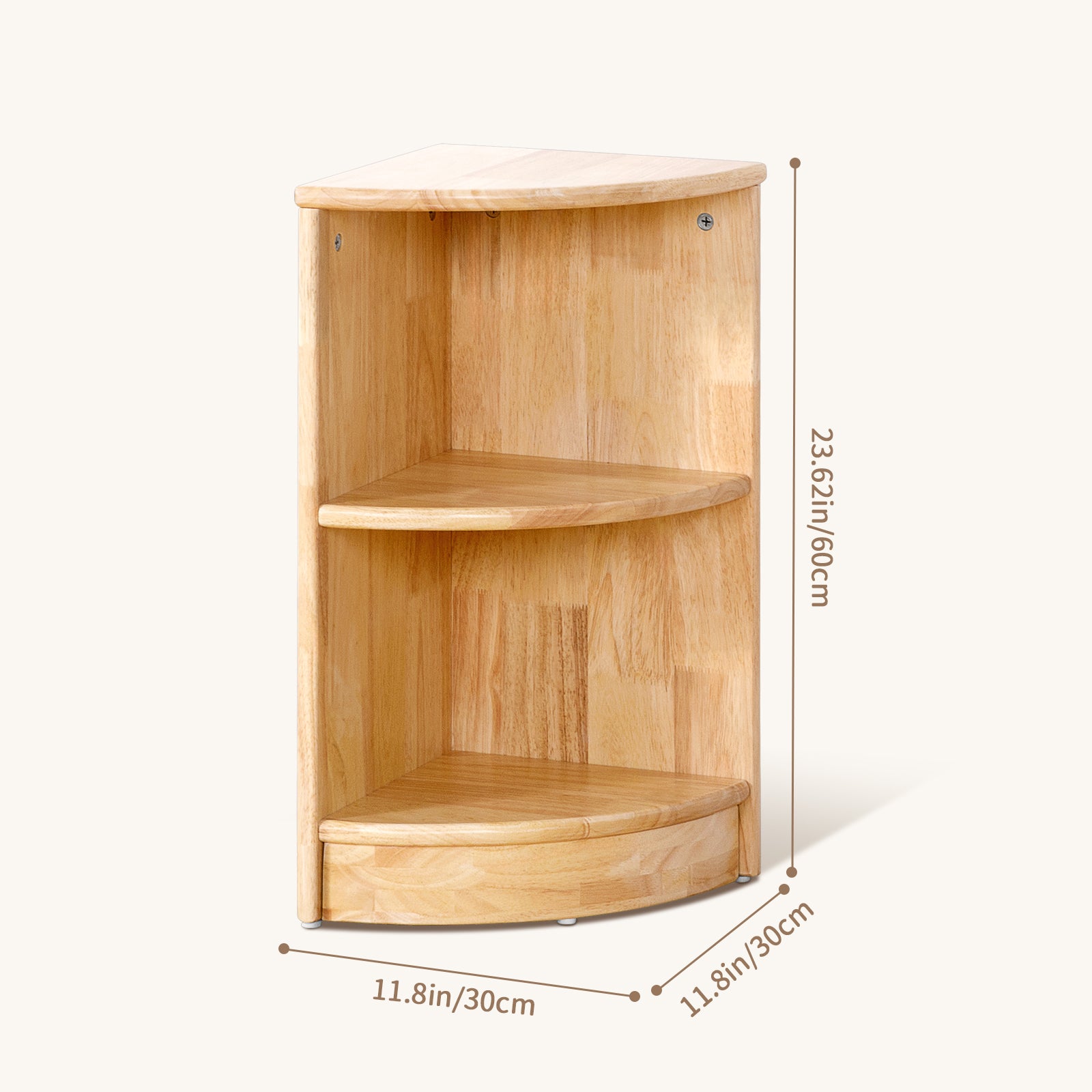 OOOK Rubber Wood 2-Tier Corner Cabinet