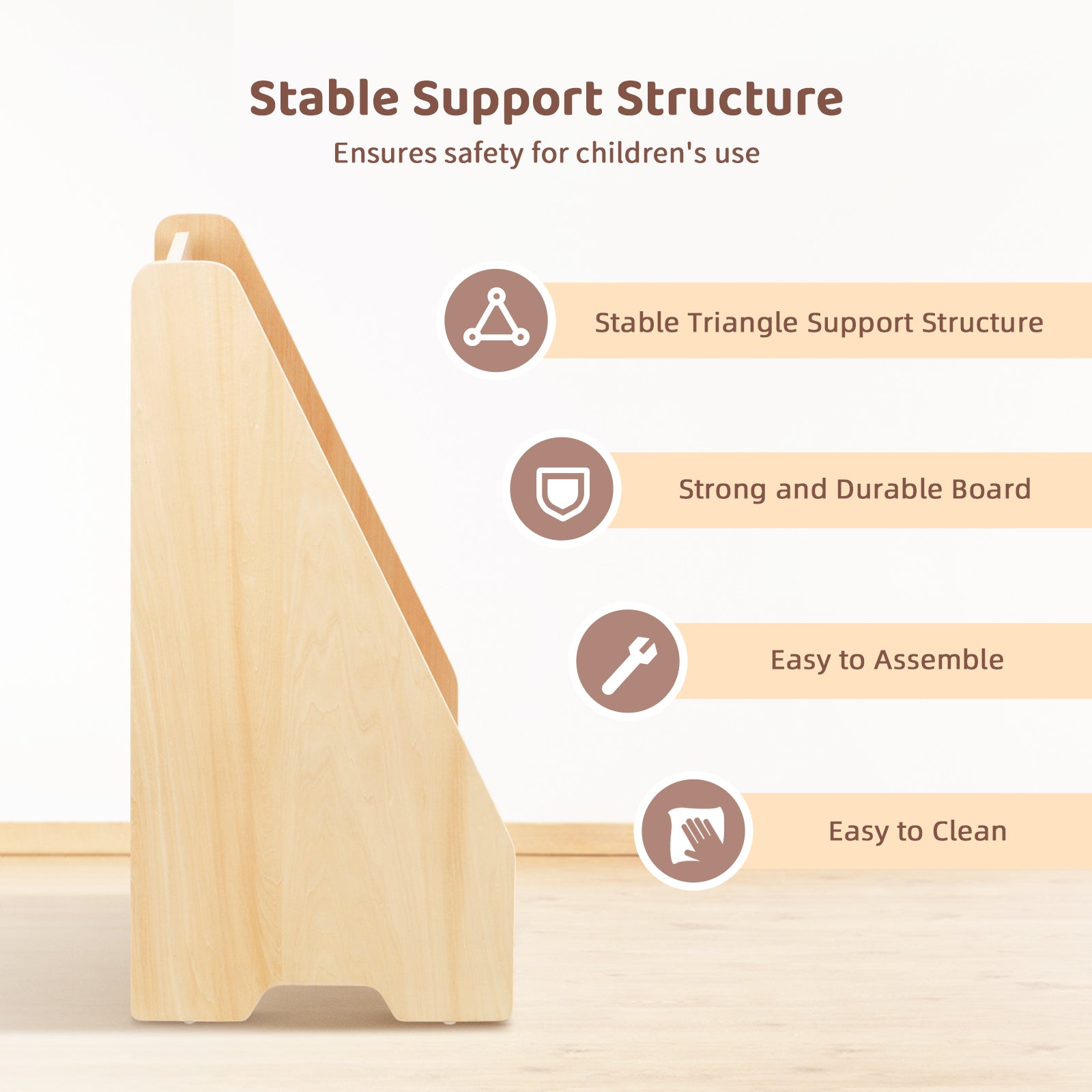 Kids Wooden 4-Tier Bookshelf