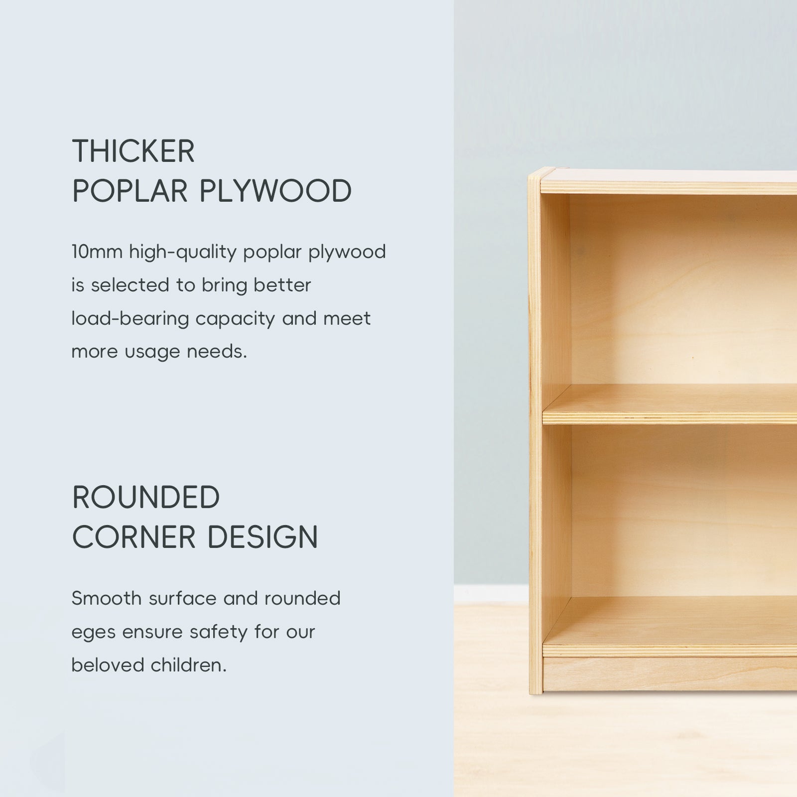 OOOK Plywood Montessori Shelf, Toy Organizers and Storage, 2-Tier Toddler Bookshelf