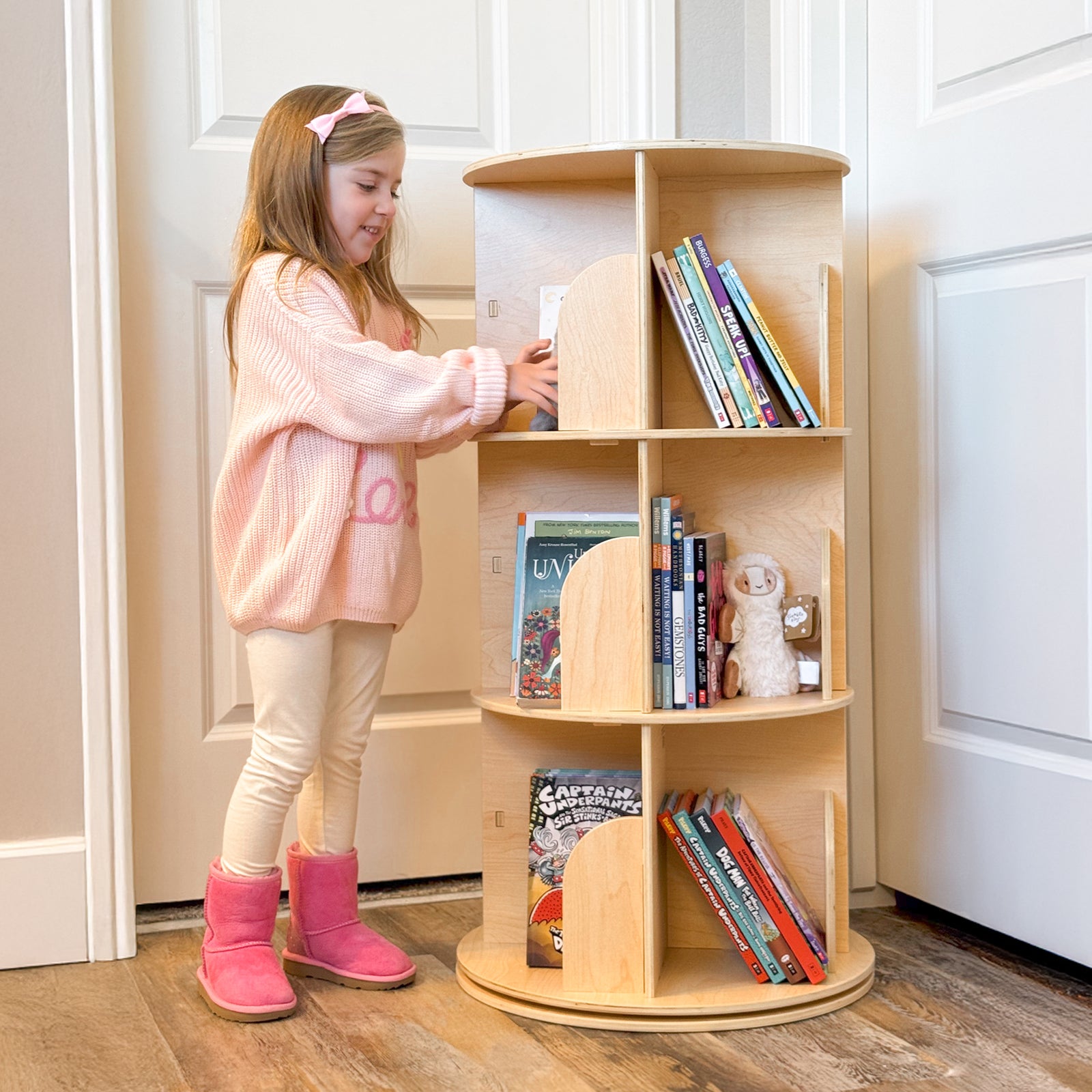 Kids Rotating Bookshelf Tower