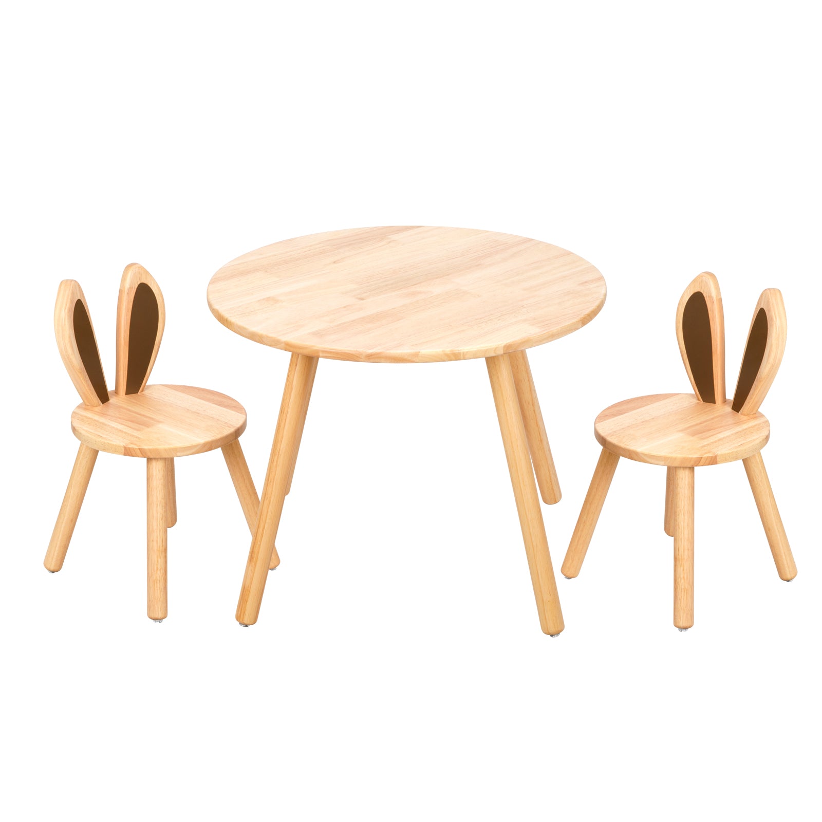 Rubberwood Kids Table and Chair Set, Natural Wood