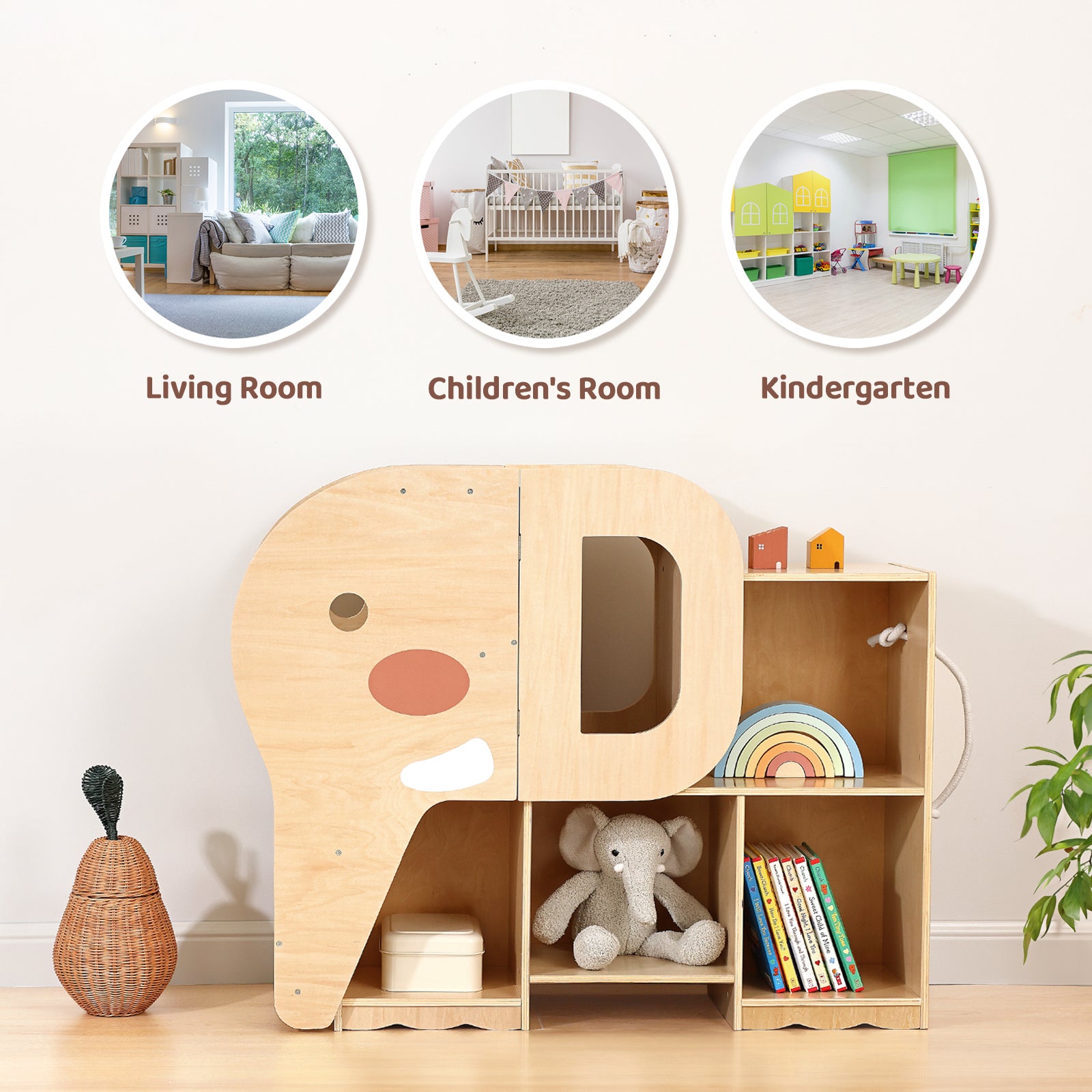OOOK Montessori Bookshelf with Elephant Shape