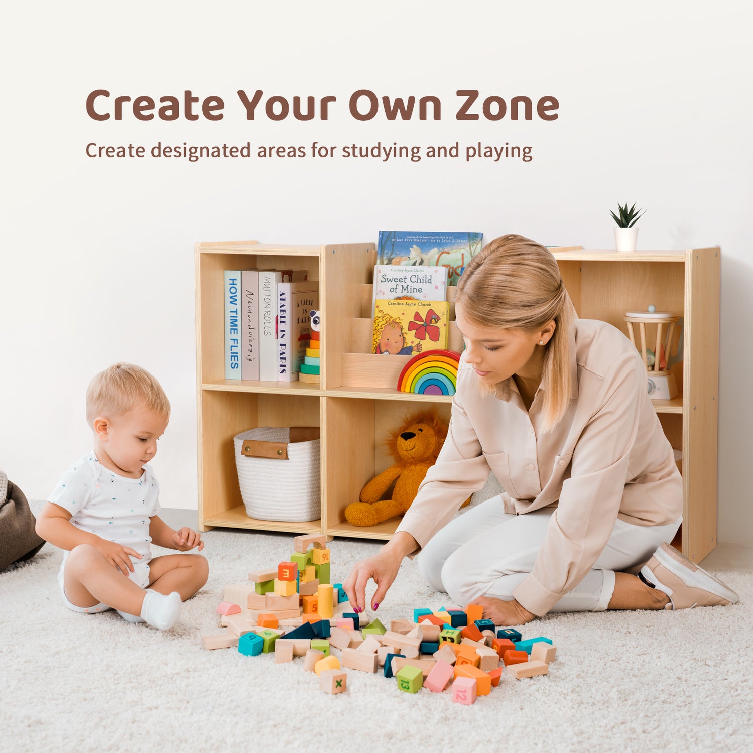 Montessori Bookshelf Toy Storage Organizer