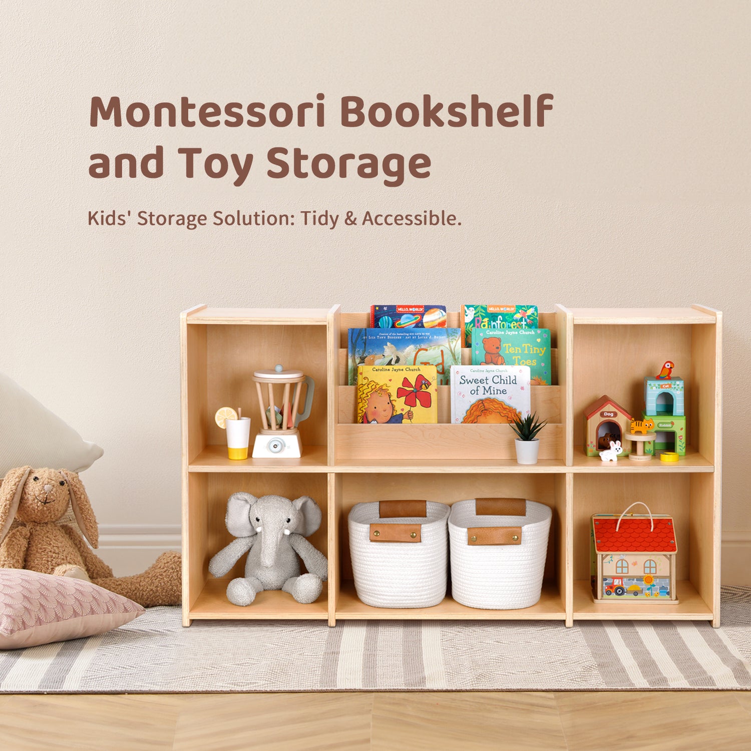 Montessori Bookshelf Toy Storage Organizer