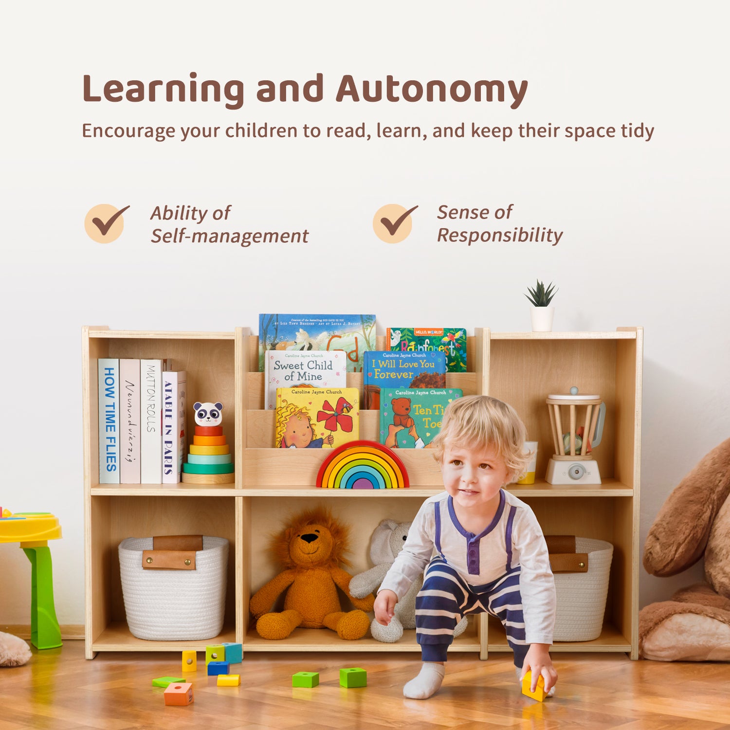 Montessori Bookshelf Toy Storage Organizer