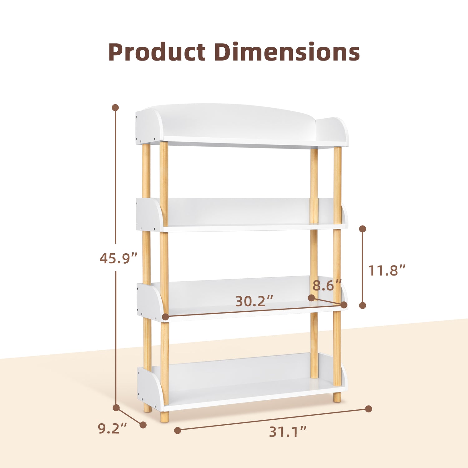 4-Tier Wooden Open Shelf Bookcase