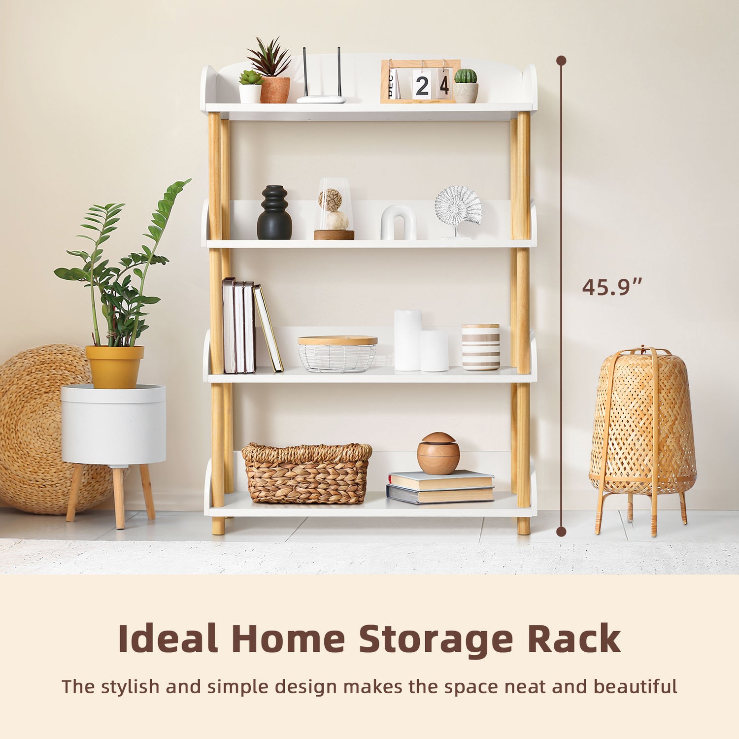 4-Tier Wooden Open Shelf Bookcase