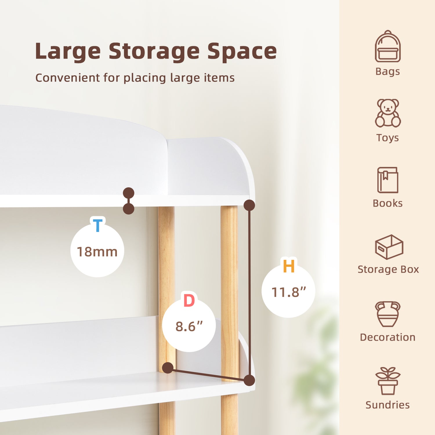 4-Tier Wooden Open Shelf Bookcase