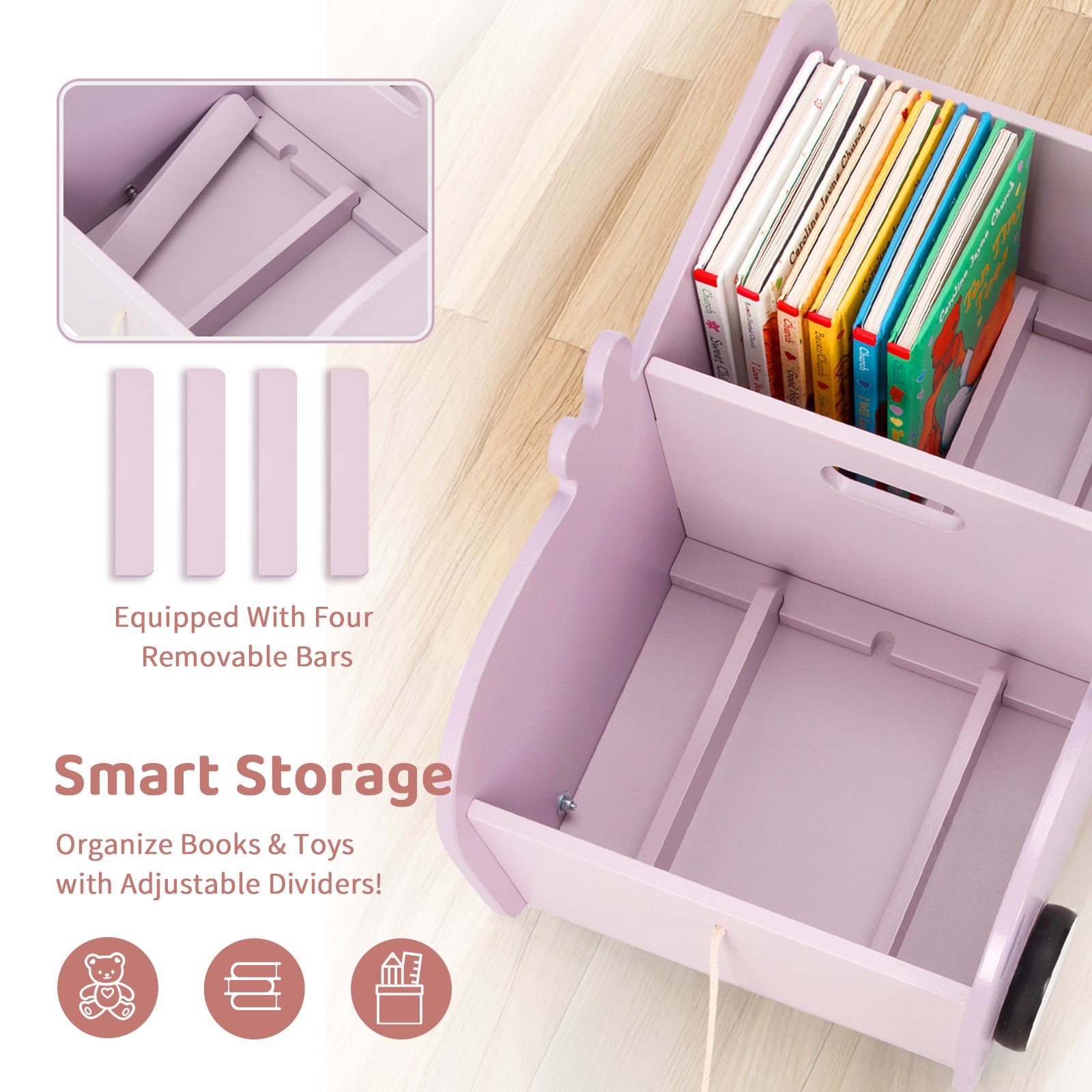 Montessori Toddler Hippo Pull-Out Bookshelf