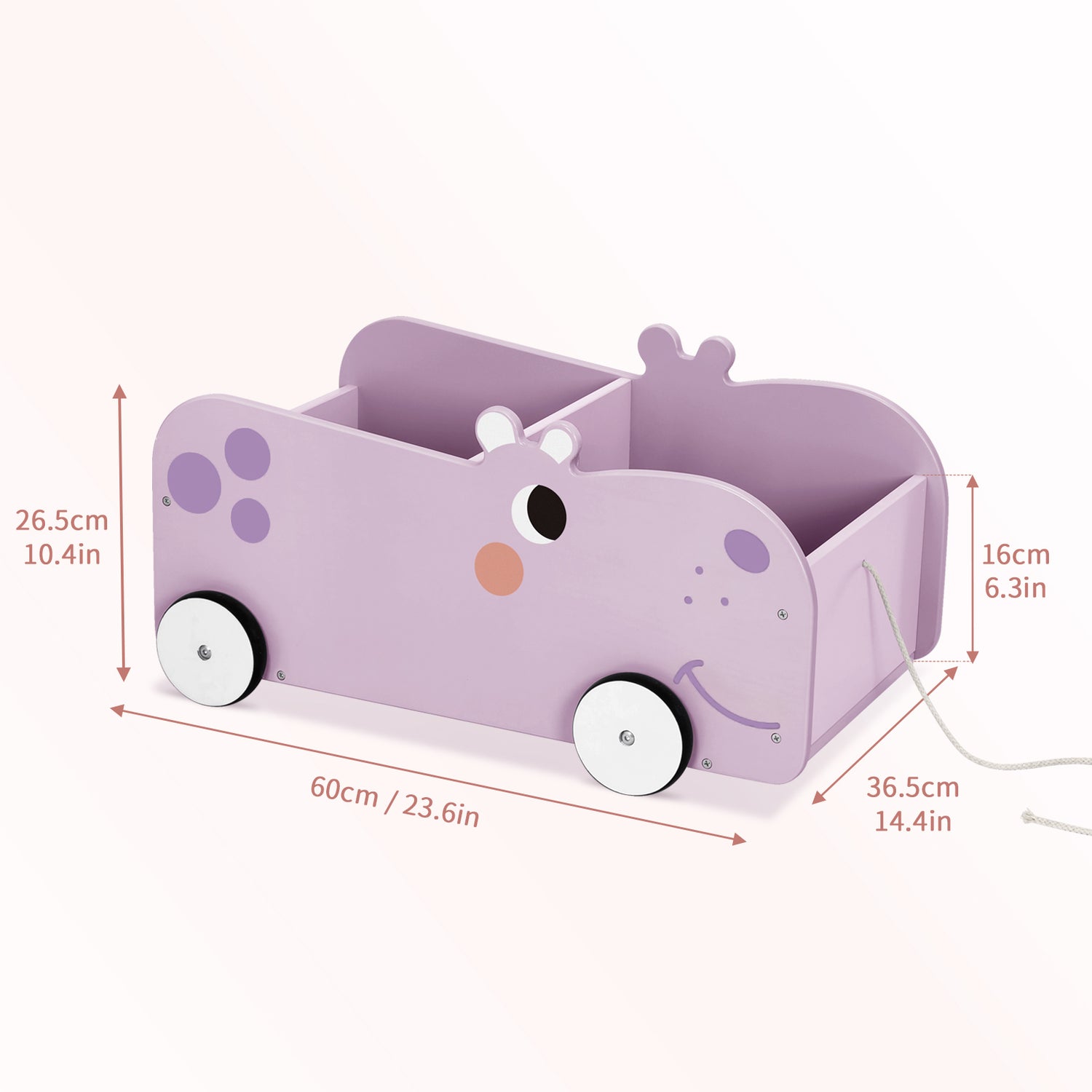 Montessori Toddler Hippo Pull-Out Bookshelf