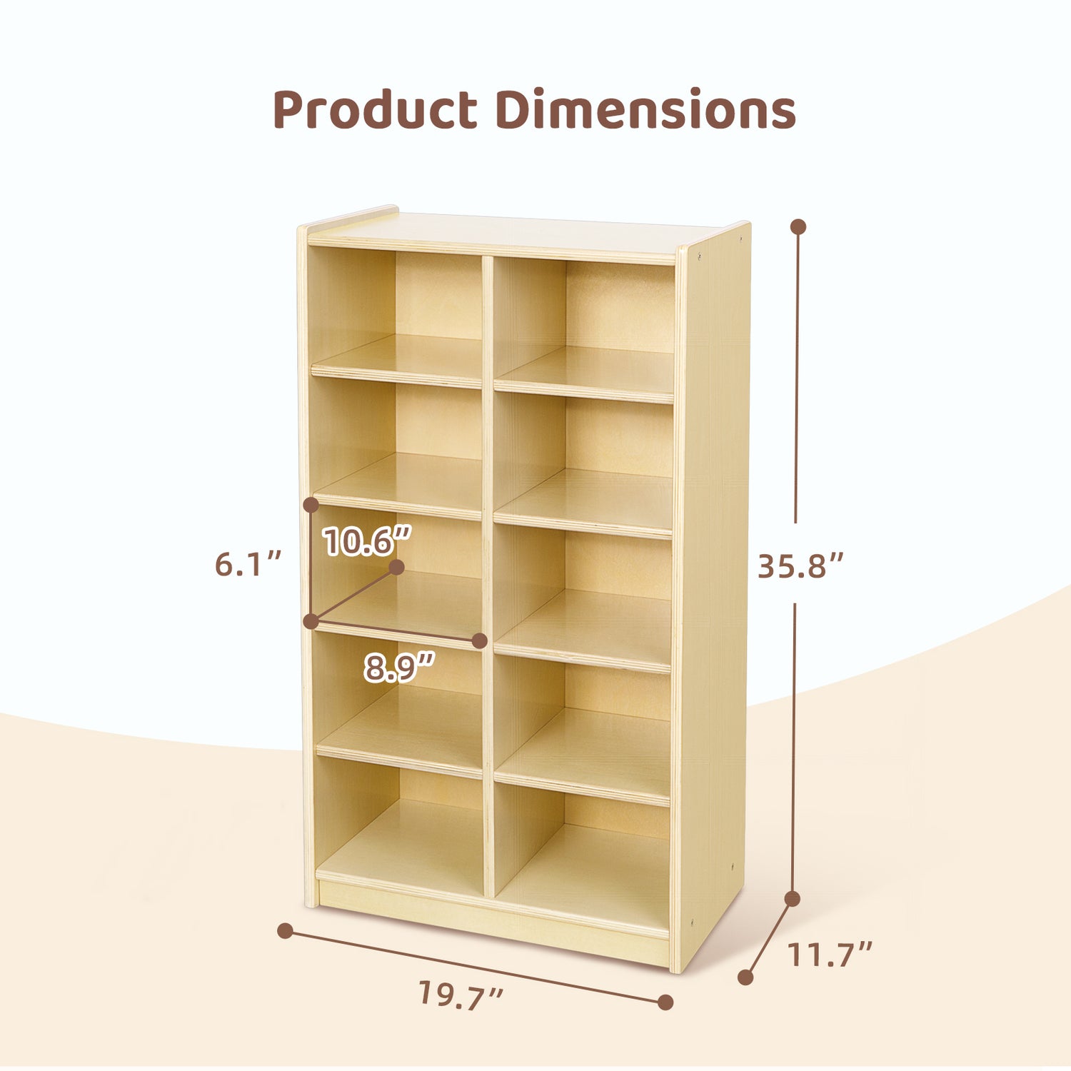 Montessori 10-Section Storage Cabinet