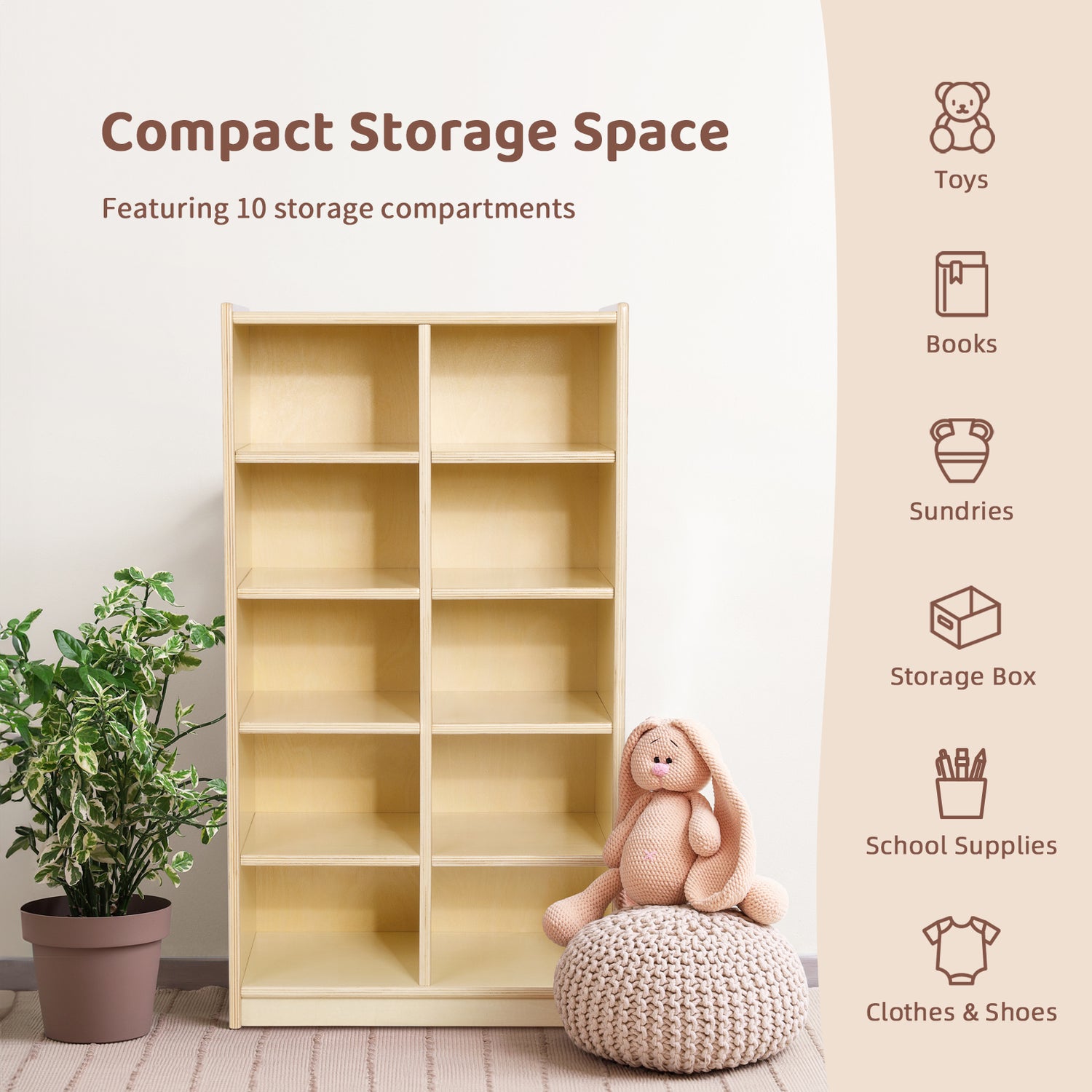 Montessori 10-Section Storage Cabinet