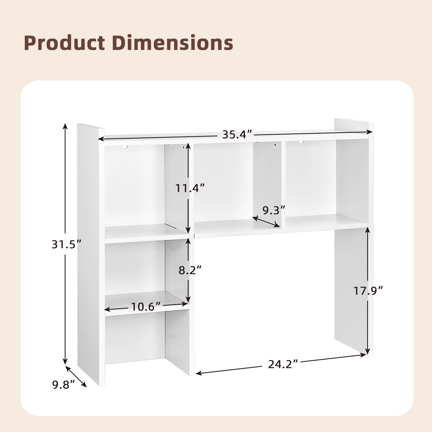 Desktop Bookshelf with 5 Shelves