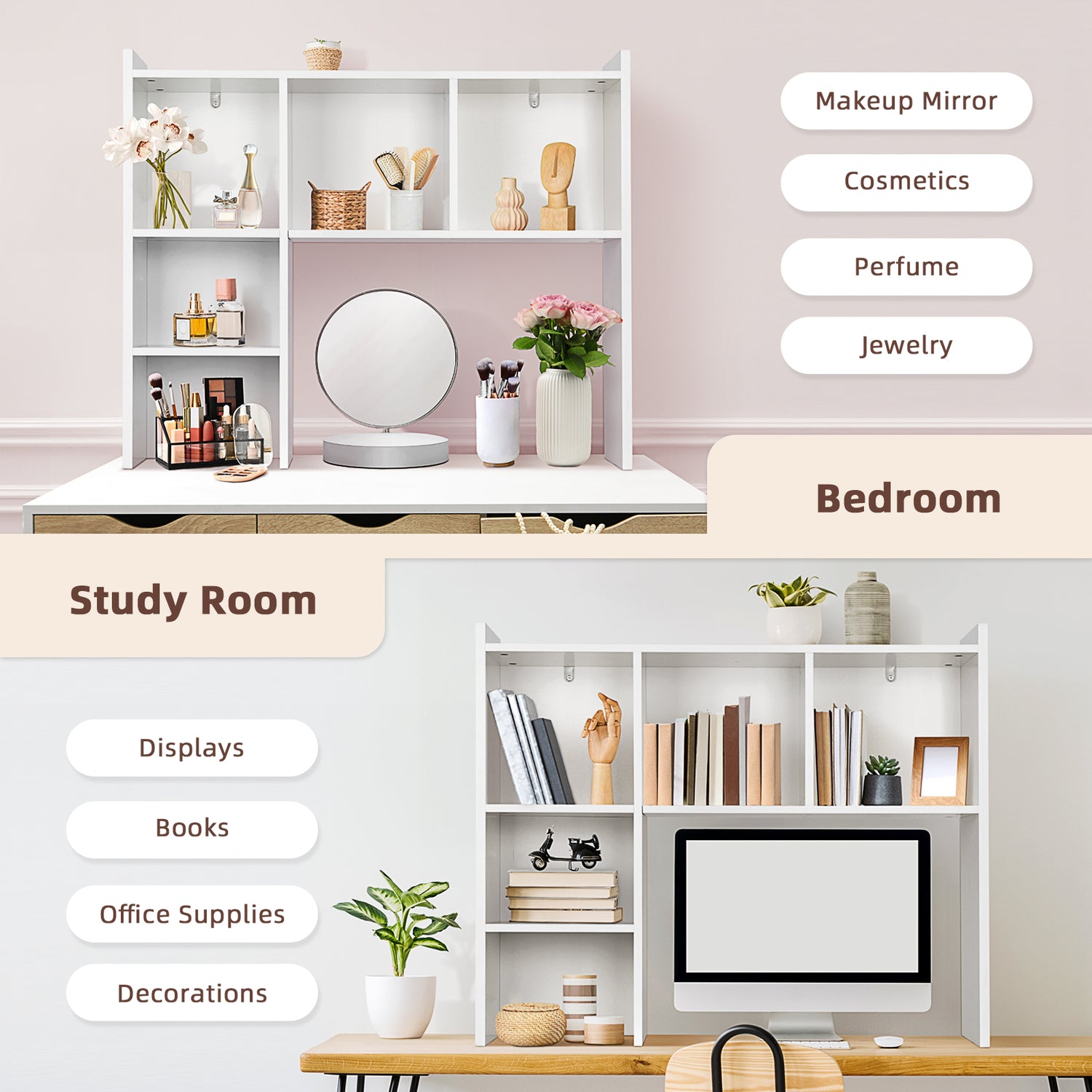 Desktop Bookshelf with 5 Shelves