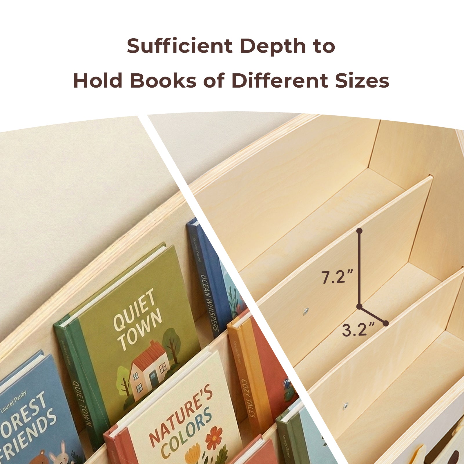 OOOK 3-Tier Kids Bookshelf with 3 Removable Fabric Storage Bins