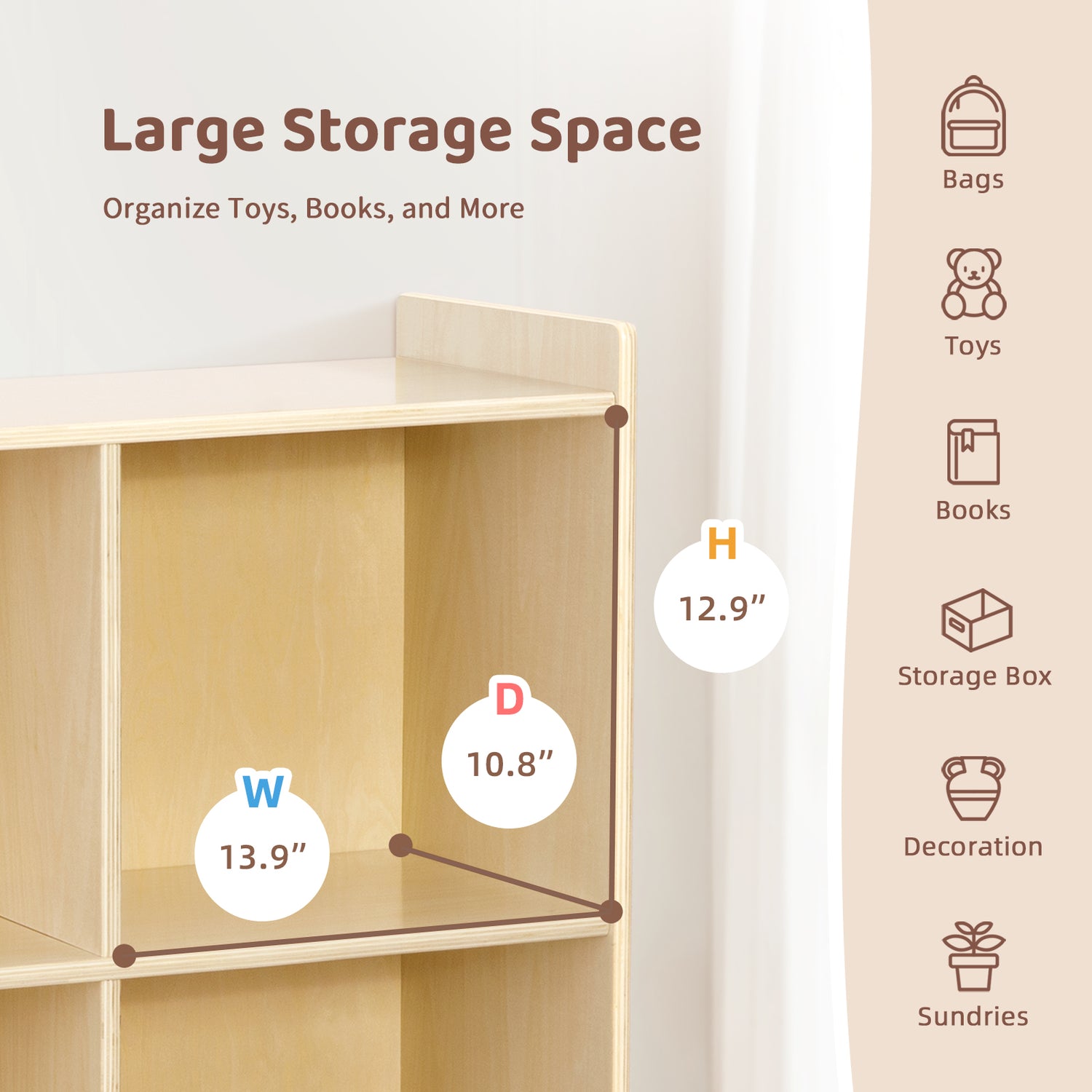 Montessori 10-Section Storage Cabinet