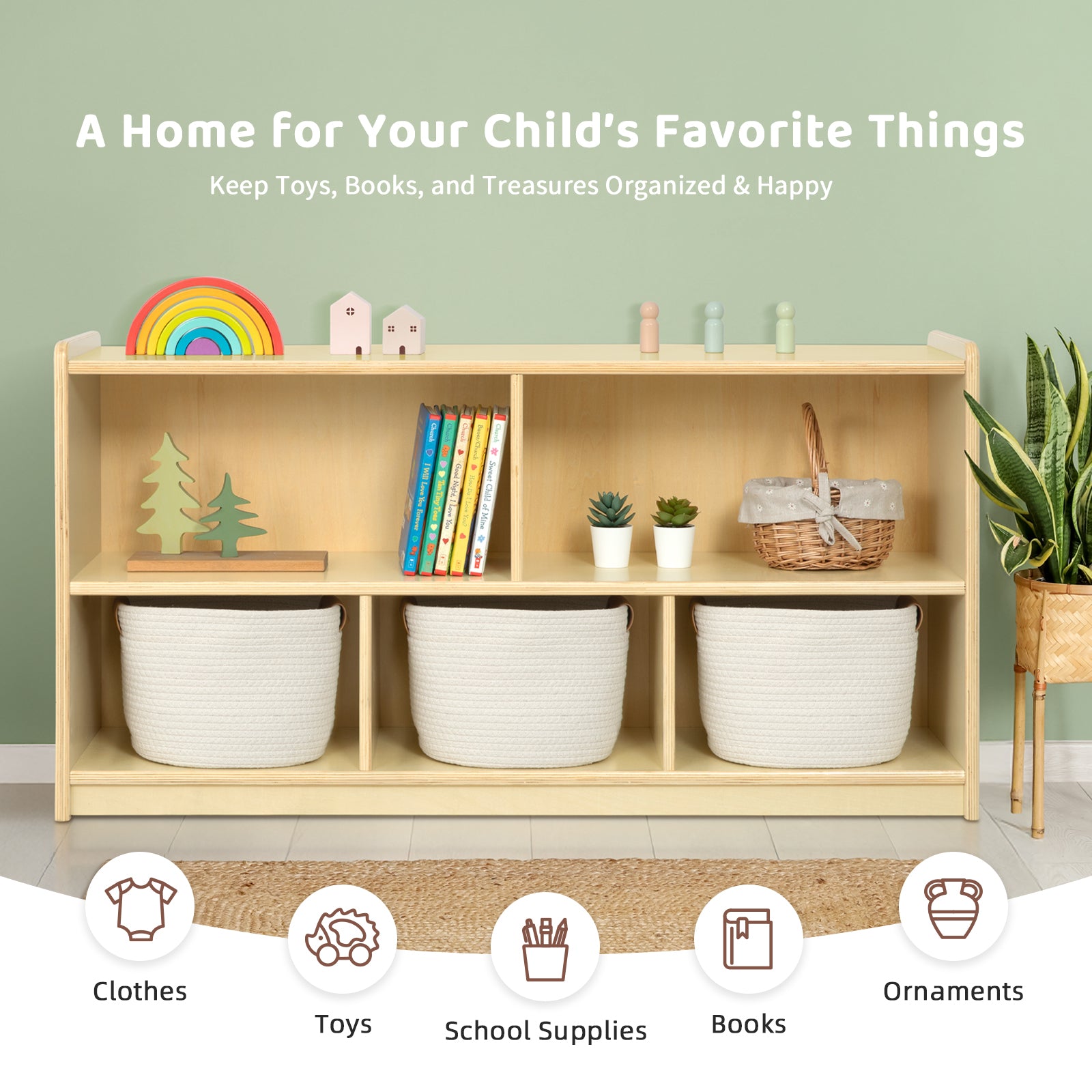 OOOK Plywood Montessori 5-Section Storage Cabinet
