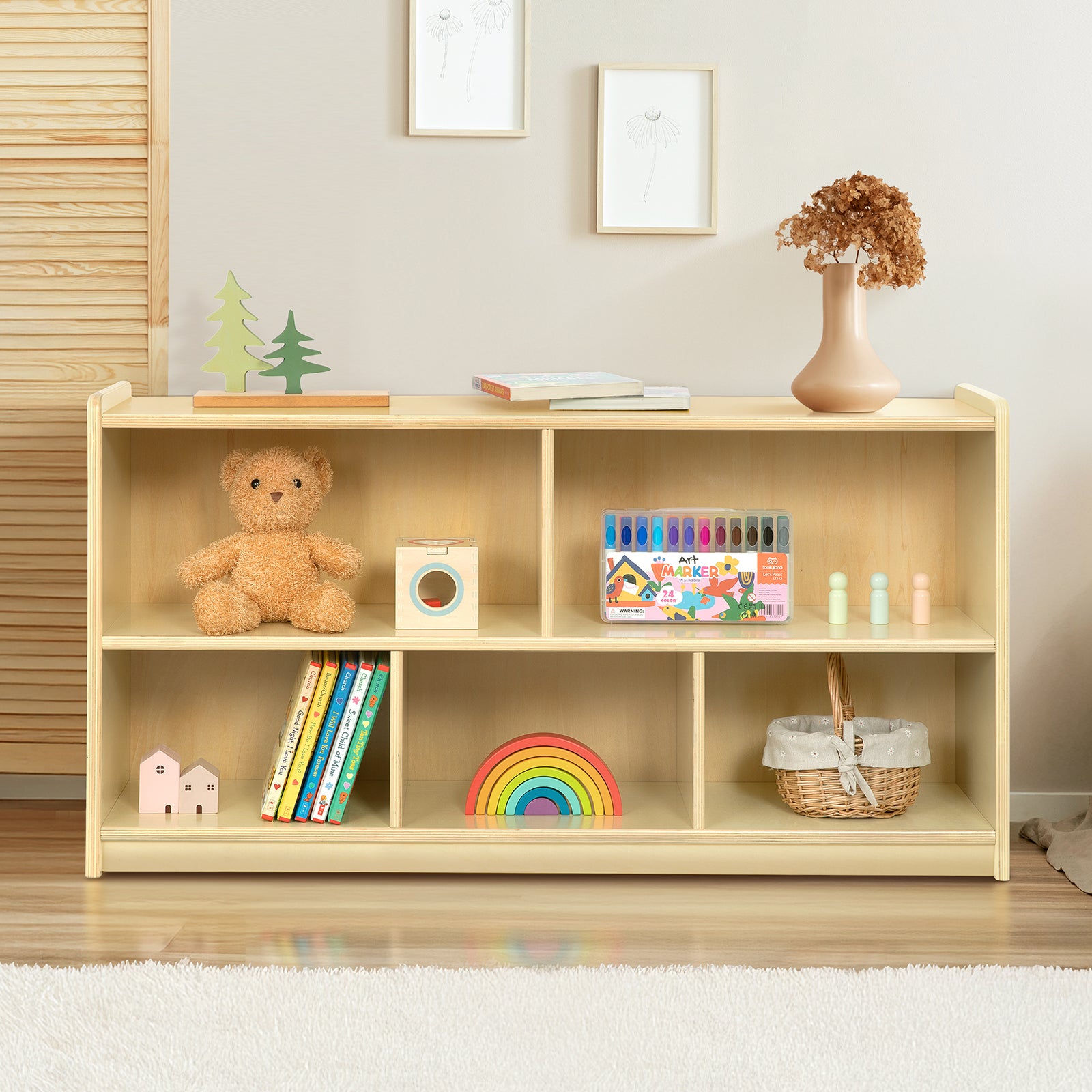OOOK Plywood Montessori 5-Section Storage Cabinet