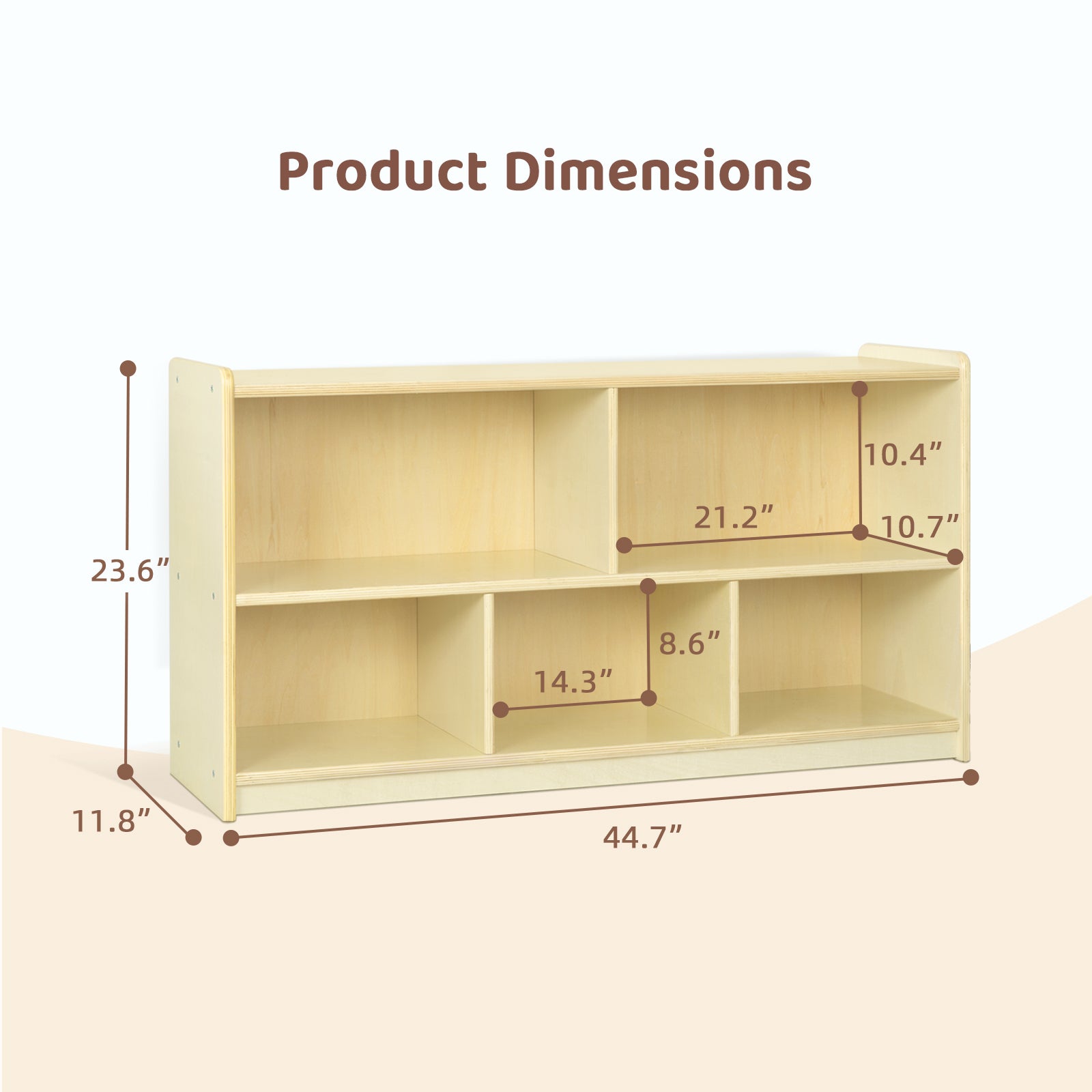 OOOK Plywood Montessori 5-Section Storage Cabinet