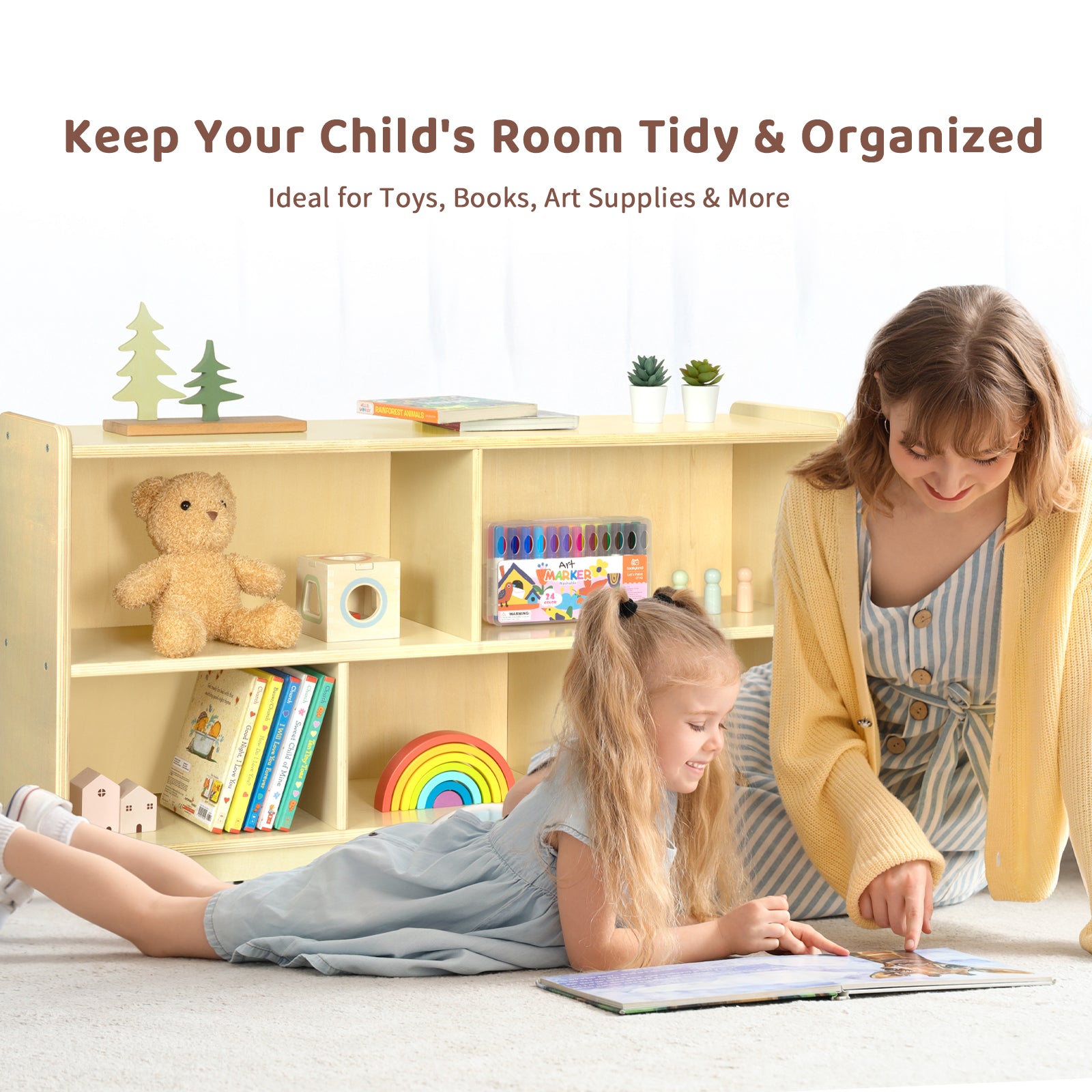 OOOK Plywood Montessori 5-Section Storage Cabinet
