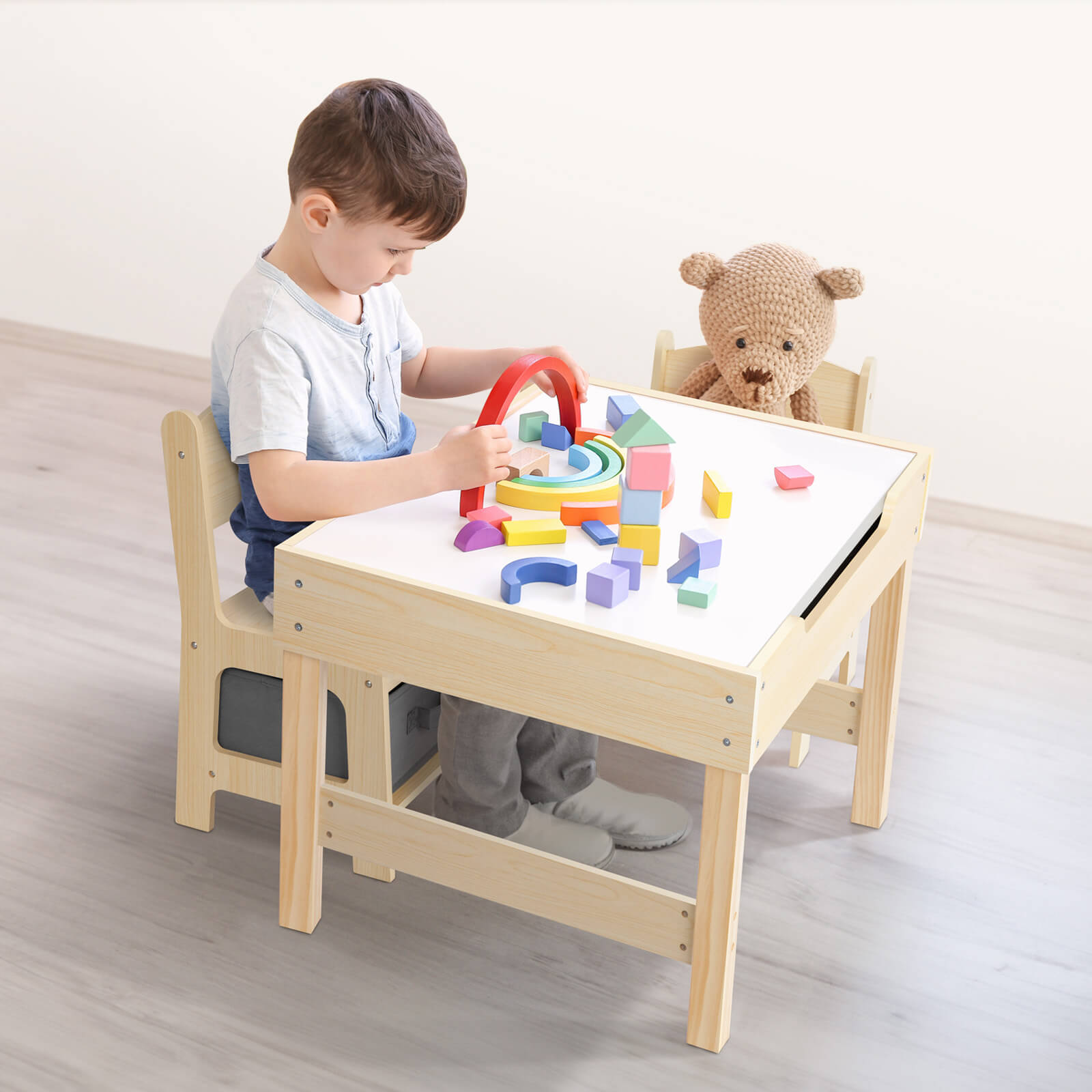 OOOK 3 in1 Toddler Table Chair Set,Montessori Toddler Kids Activity Desk