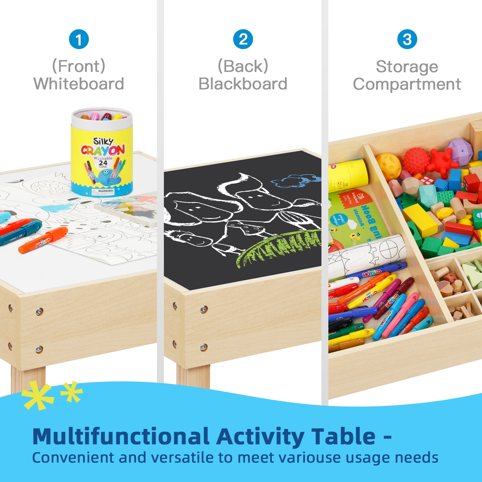 OOOK 3 in1 Toddler Table Chair Set,Montessori Toddler Kids Activity Desk