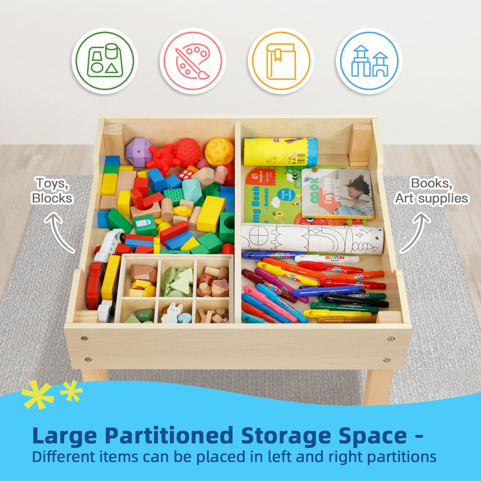 OOOK 3 in1 Toddler Table Chair Set,Montessori Toddler Kids Activity Desk