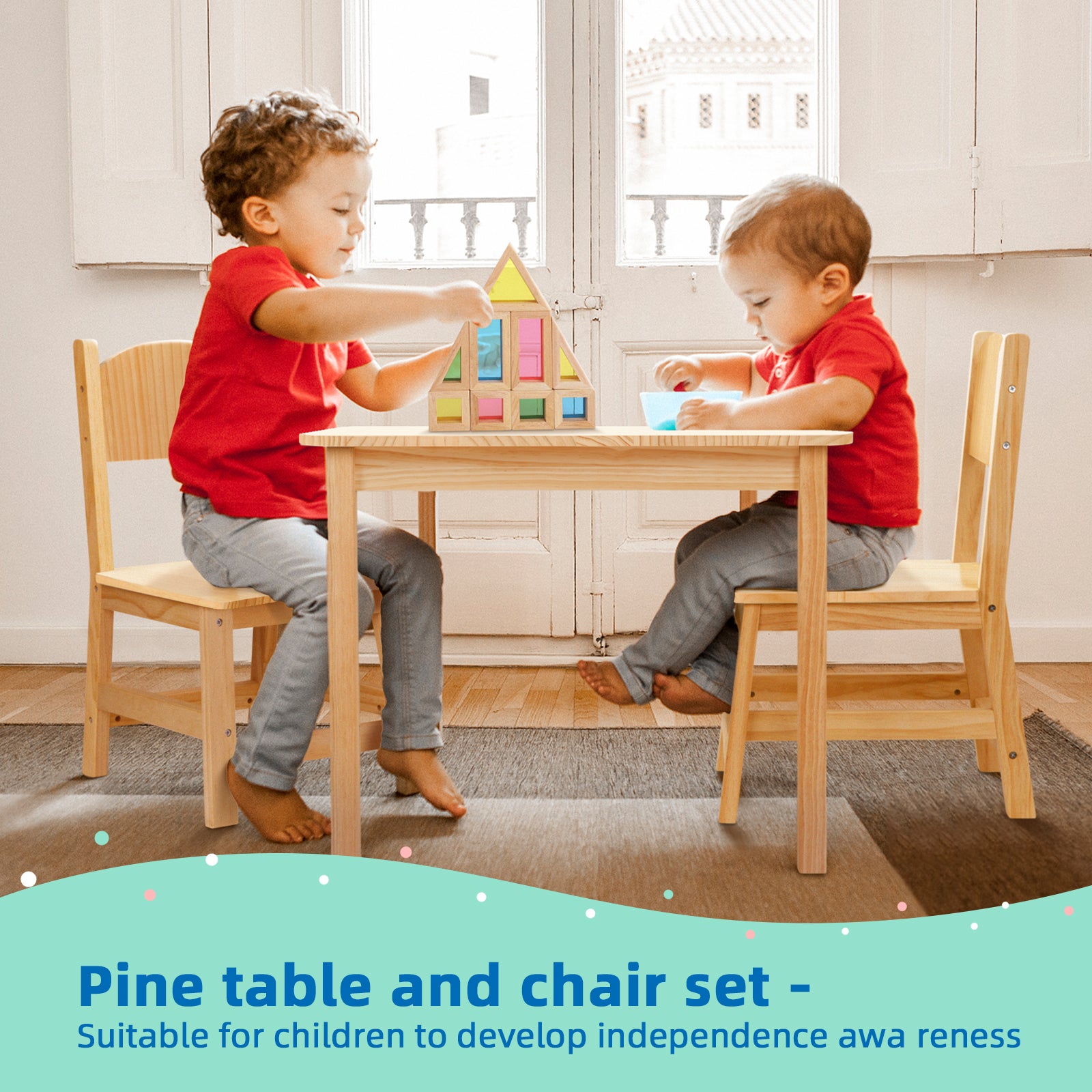 OOOK Solid Wood Kids Table and Chair Set