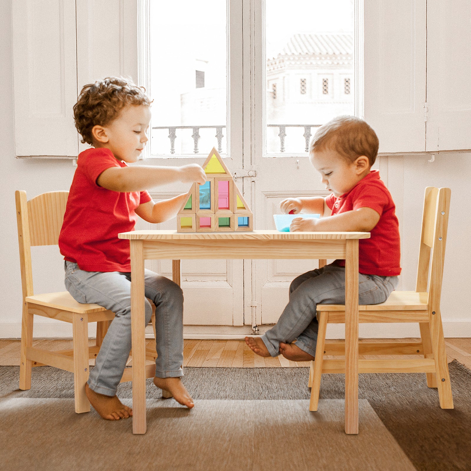 Solid Wooden Kids Table and Chair Set – OOOK - Main Image