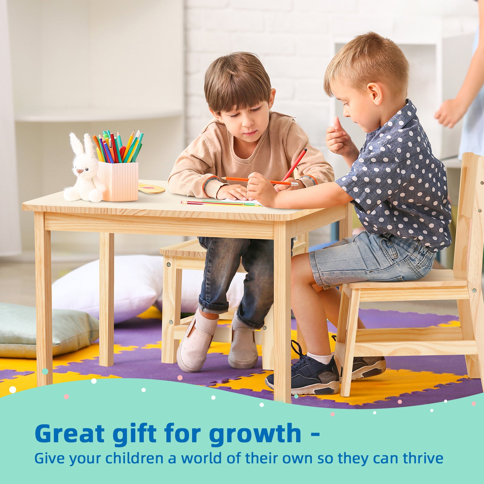 Solid Wooden Kids Table and Chair Set