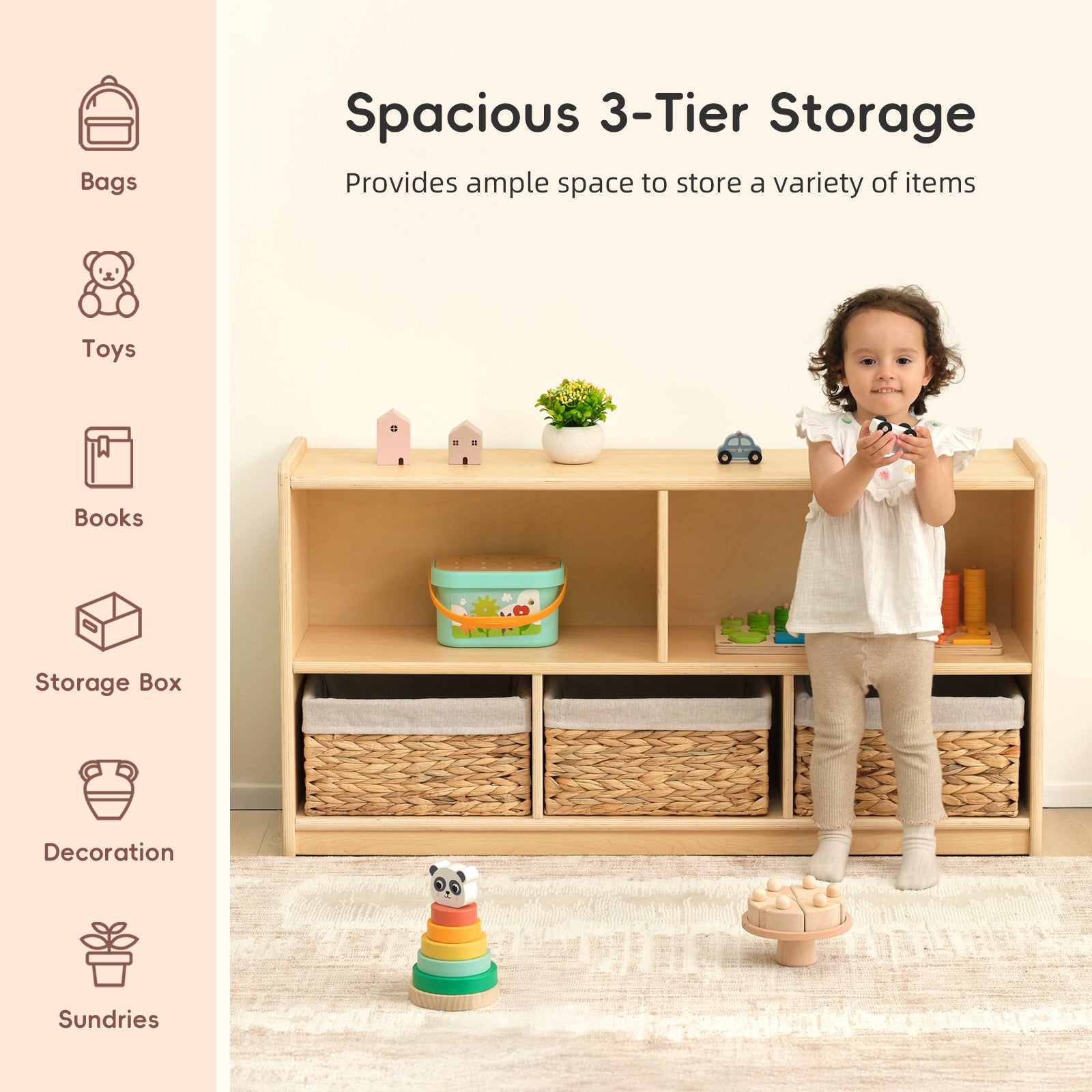 OOOK Wood Montessori 5-Section Storage Cabinet