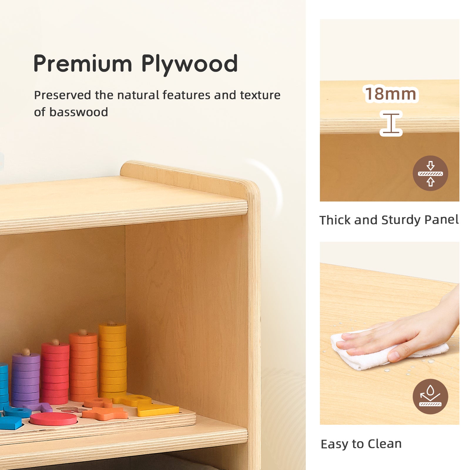 OOOK Wood Montessori 5-Section Storage Cabinet