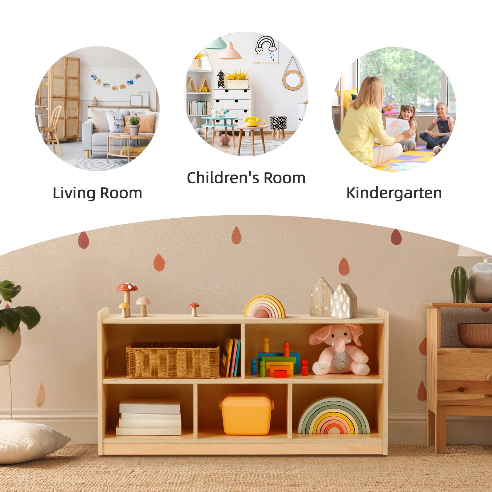 OOOK Wood Montessori 5-Section Storage Cabinet